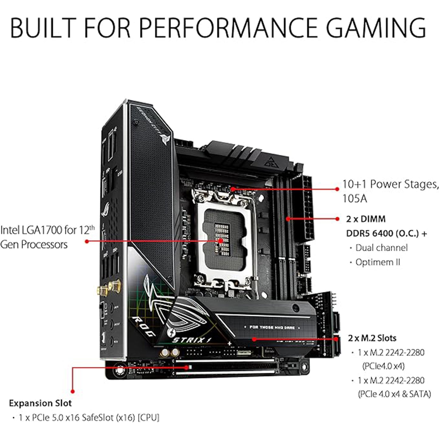 ASUS ROG Strix Z690-I Gaming mini-ITX Motherboard - WiFi 6E, PCIe 5.0, DDR5, Thunderbolt 4, M.2