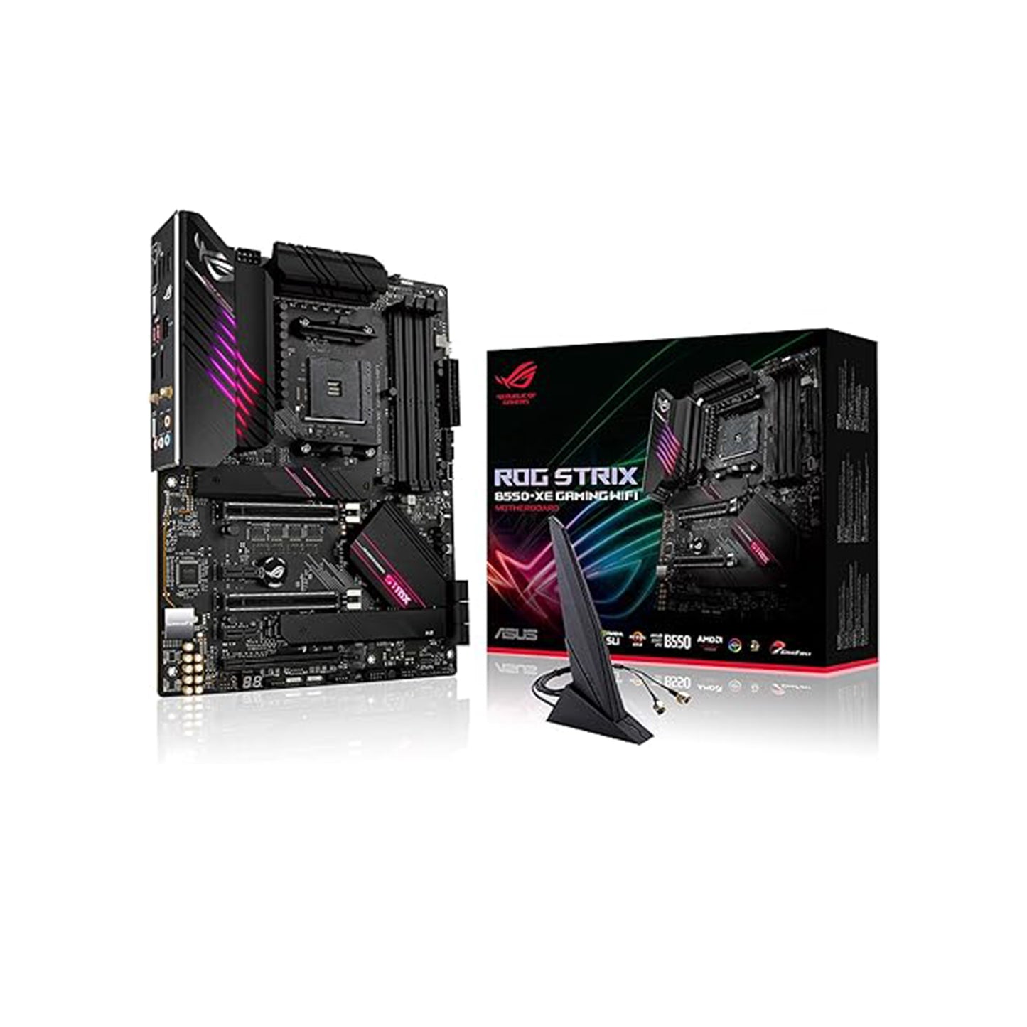 اللوحة الأم ASUS ROG Strix AMD AM4 ATX - WiFi 6، شبكة LAN 2.5 جيجا بايت، 16 مرحلة طاقة، بطاقة Hyper M.2 Gen 4 المجمعة، RGB قابل للتحكم 