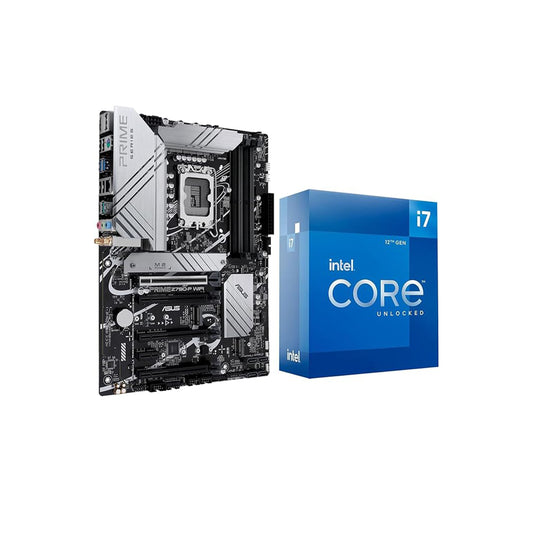 معالج Intel Core i7-12700K 12 (8P+4E) من Micro Center يصل إلى 5.0 جيجاهرتز مع حزمة رسومات Intel UHD Graphics 770 مدمجة مع اللوحة الأم للألعاب ASUS Prime Z790-P WiFi DDR5 ATX 