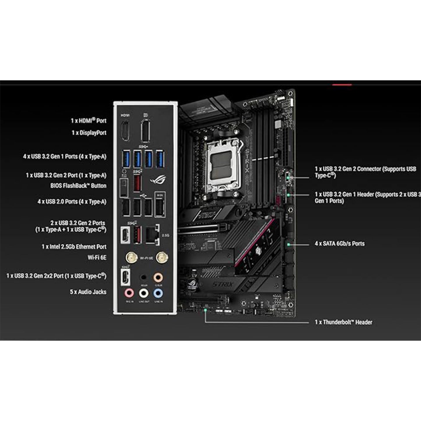 مجموعة معالجات سطح المكتب INLAND Micro Center AMD Ryzen 9 7900X ذات 12 نواة و24 خيط، ASUS ROG Strix B650E-F Gaming WiFi AM5 (LGA1718) Ryzen 7000 Gaming Motherboard (DDR5، 3xM.2 فتحات، PCIe 5.0) 