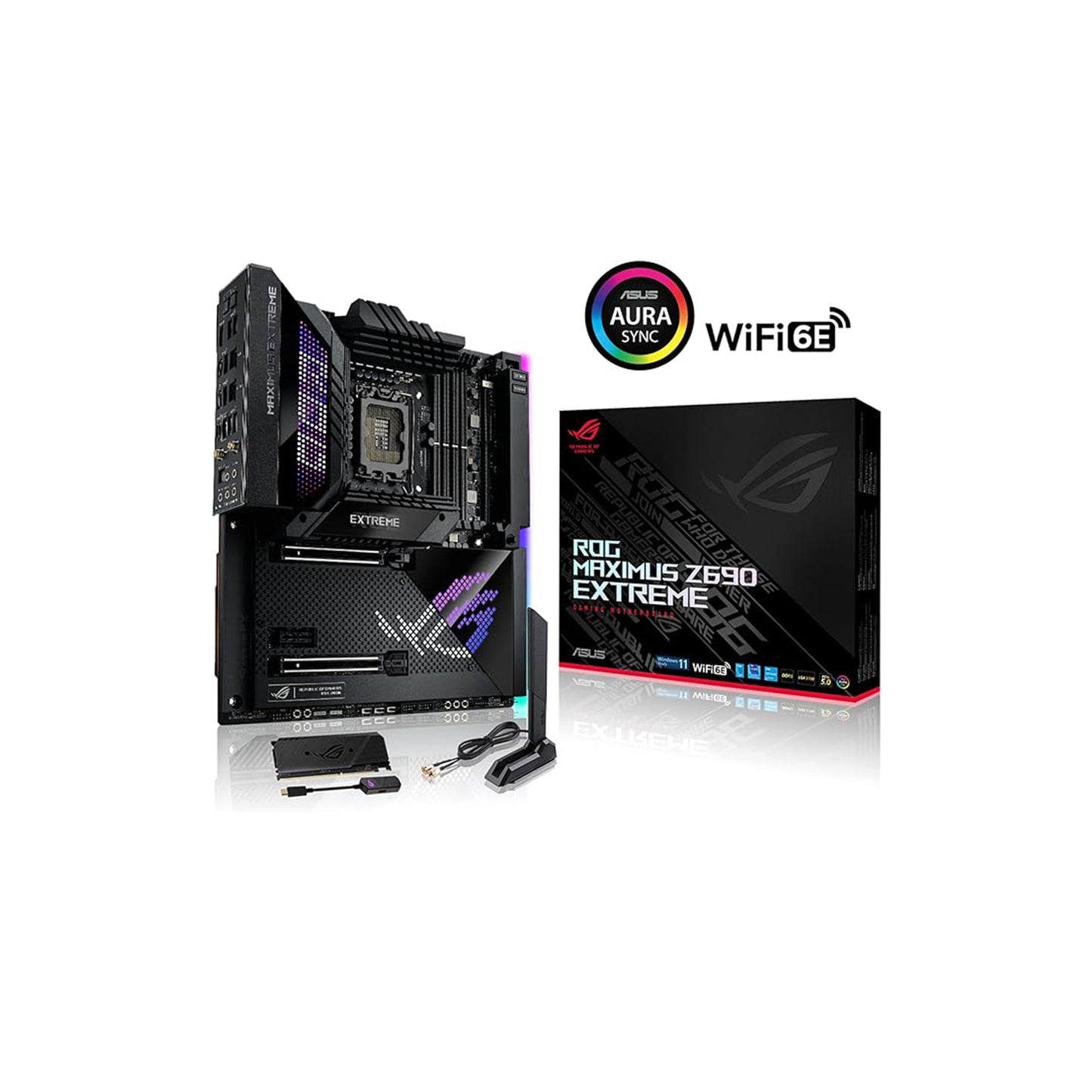 ASUS ROG Maximus Z690 Extreme(WiFi 6E)LGA 1700(Intel 12th Gen)EATX gaming motherboard(PCIe5.0,DDR5,24+1 power stages,5x M.2,PCIe 5.0 M.2,10Gb&2.5GbLAN,2xThunderbolt 4,PCIe 5.0 Hyper M.2 card bundled)