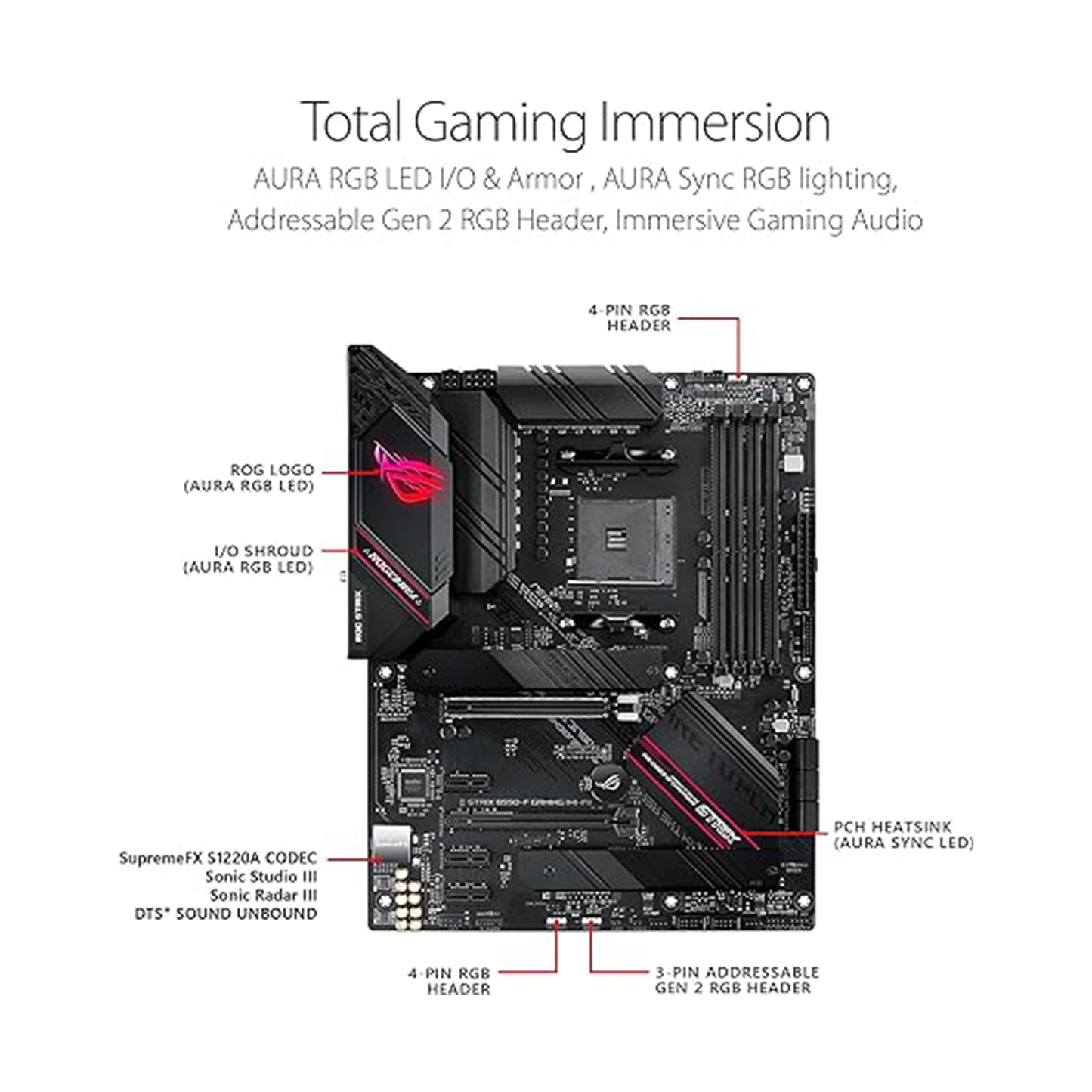 اللوحة الأم Asus ROG Strix B550-F Gaming WiFi II AMD AM4 (الجيل الثالث Ryzen) ATX (PCIe 4.0، WiFi 6E، 2.5 جيجا بايت LAN، BIOS Flashback، HDMI 2.1، رأس RGB قابل للعنونة من الجيل 2 ومزامنة Aura) 