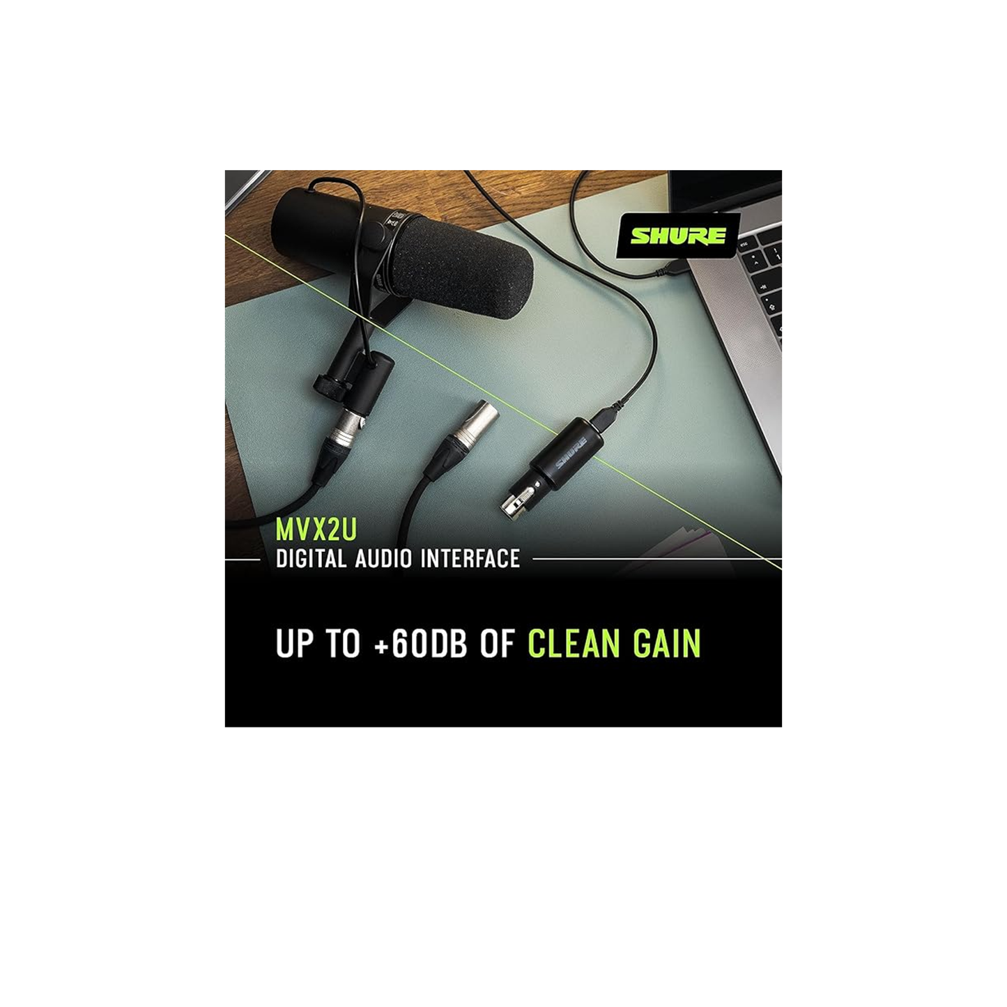 Shure SM7B + Shure MVX2U Bundle, Studio Vocal Recording Microphone with XLR to USB Connectivity