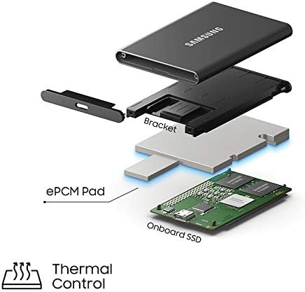 محرك الأقراص الصلبة الخارجي المحمول SAMSUNG SSD T7 سعة 2 تيرابايت، USB 3.2 الجيل الثاني، تخزين موثوق للألعاب والطلاب والمهنيين، MU-PC2T0R/AM، أحمر 