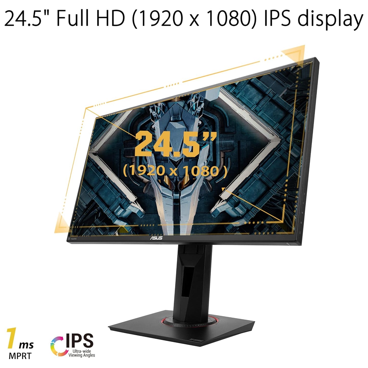ASUS TUF Gaming VG259QR 24.5” Gaming Monitor, 1080P Full HD, 165Hz (Supports 144Hz), 1ms, Extreme Low Motion Blur, G-SYNC ready, Eye Care, DisplayPort HDMI, Shadow Boost, Height Adjustable,Black
