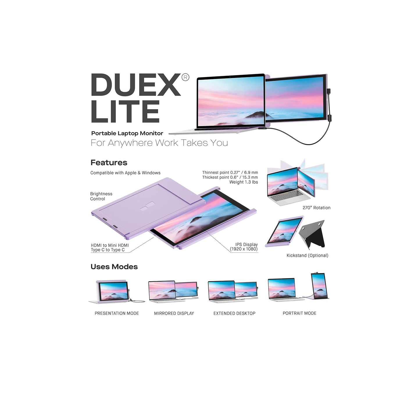 Mobile Pixels Duex Lite Purple 12.5 inch LCD
