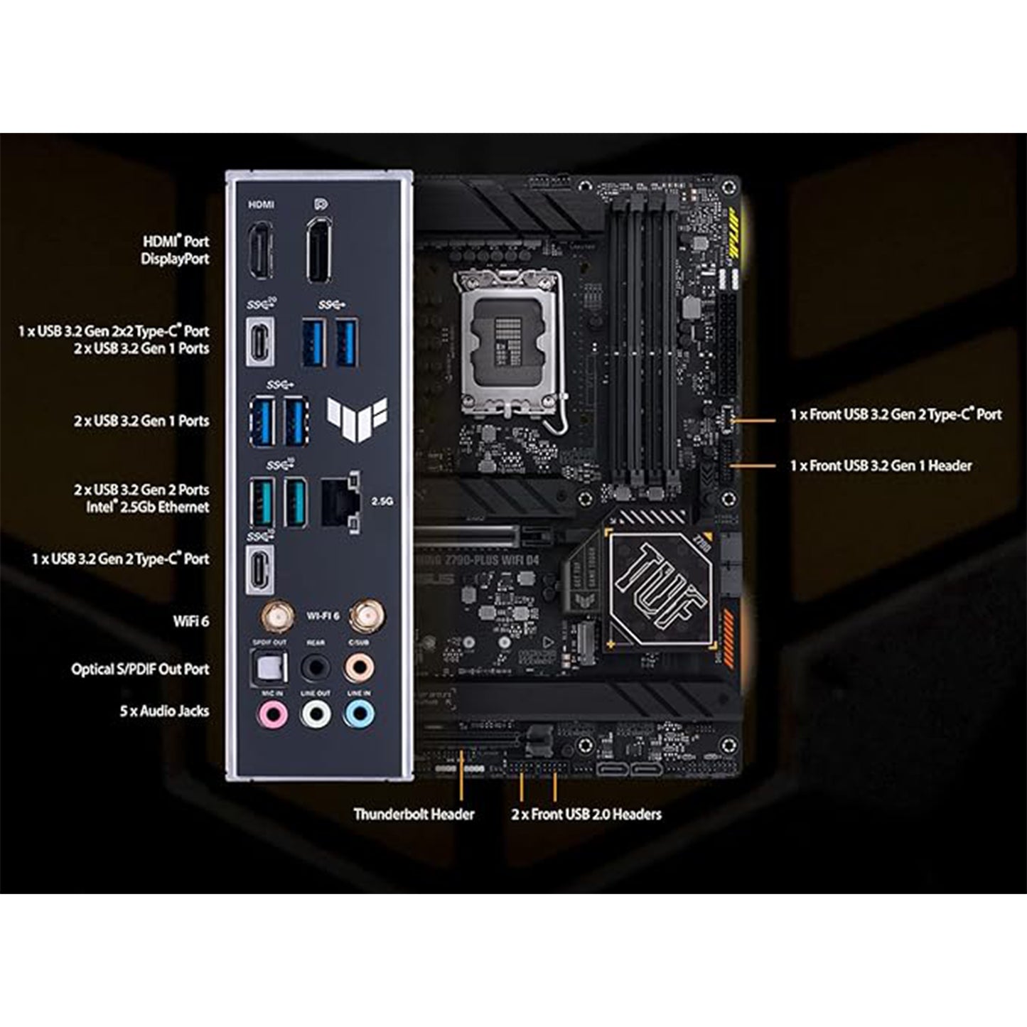 معالج سطح المكتب INLAND Micro Center Intel Core i7-13700K 16 (8P+8E) نواة تصل إلى 5.4 جيجا هرتز مفتوح مع اللوحة الأم للألعاب ASUS TUF Gaming Z790-Plus WiFi D4 LGA 1700 ATX 
