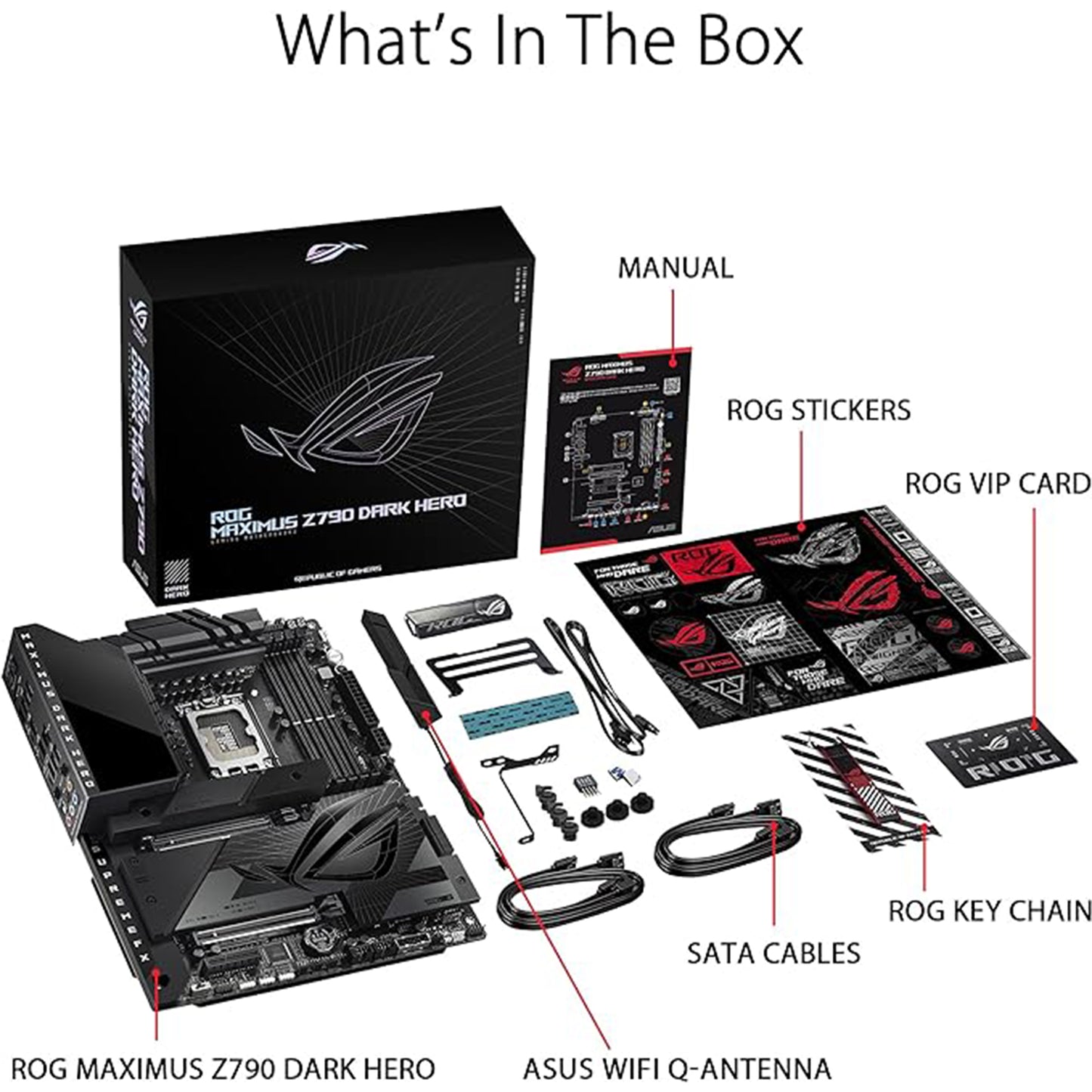 ASUS ROG Maximus Z790 Dark Hero (WiFi 7) LGA 1700 (Intel 14th &amp; 13th &amp; 12th Gen) اللوحة الأم للألعاب ATX (PCIe 5.0x16، 5xM.2 فتحات، DDR5، 2X Thunderbolt 4 منافذ، لوحة أمامية USB من النوع C) 