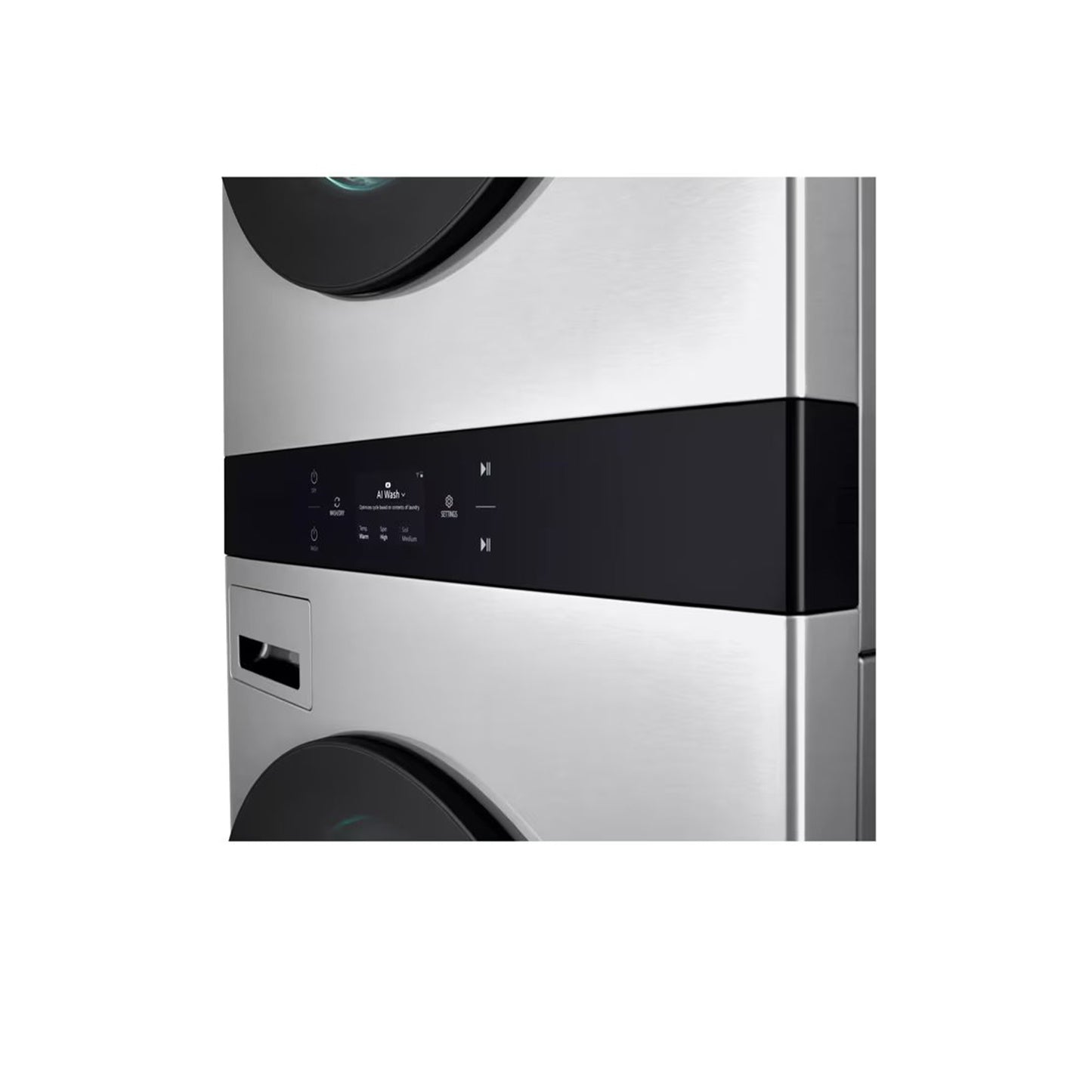 LG STUDIO WashTower™ Smart Front Load 5.0 cu. قدم غسالة و 7.4 متر مكعب. قدم مجفف غاز مع التحكم المركزي ™ 