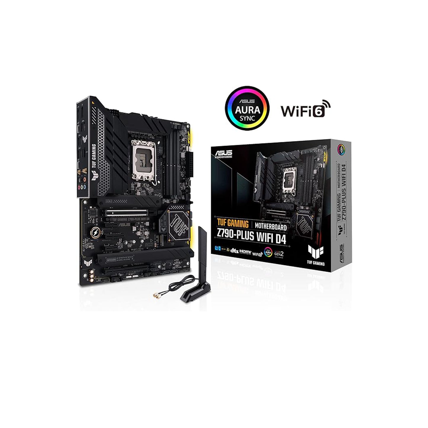 ASUS TUF Gaming Z790-Plus WiFi D4 LGA 1700(Intel 14th,12th&amp;13th Gen) اللوحة الأم للألعاب ATX (PCIe 5.0، DDR4،4xM.2 فتحات، 16+1 DrMOS، WiFi 6,2.5 جيجا بايت LAN، أمامي USB 3.2 Gen 2 Type- ج، ثاندربولت 4/USB4) 