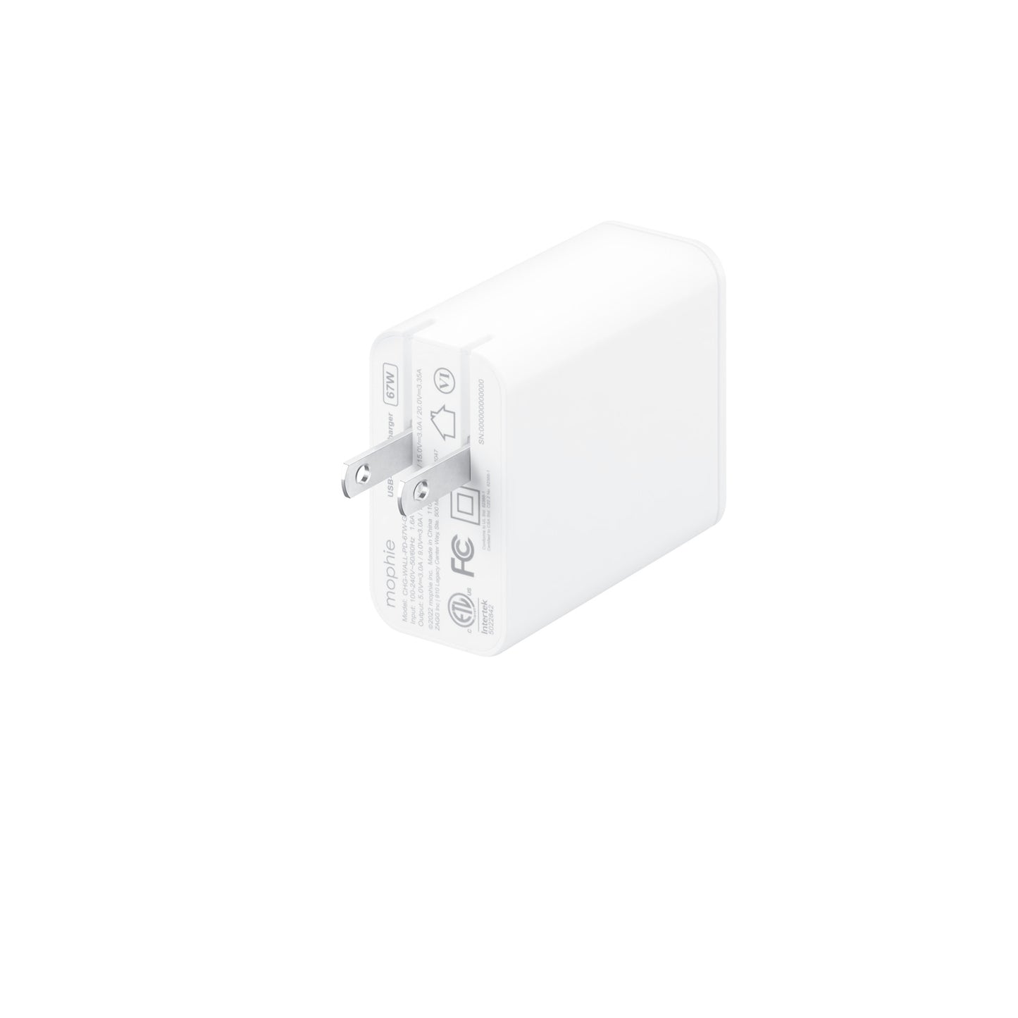 mophie speedport 67 1-port GaN wall charger (67W)