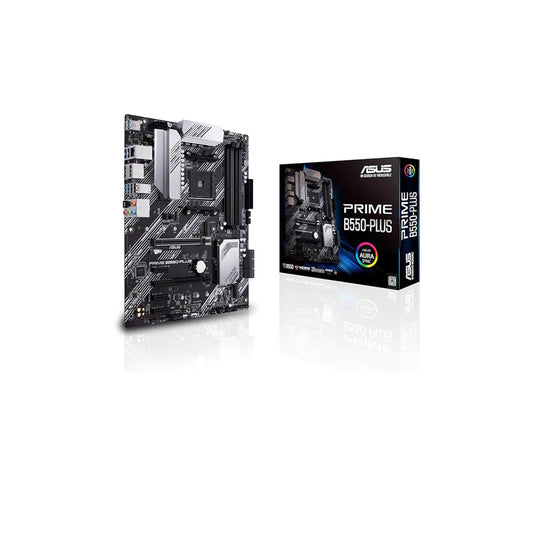اللوحة الأم ASUS Prime B550-PLUS AMD AM4 Zen 3 Ryzen 5000 والجيل الثالث Ryzen ATX (PCIe 4.0، ذاكرة ECC، 1 جيجا بايت LAN، HDMI 2.1، DisPlayPort 1.2 (4K@60HZ)، رأس RGB قابل للعنونة من الجيل الثاني ومزامنة Aura). 