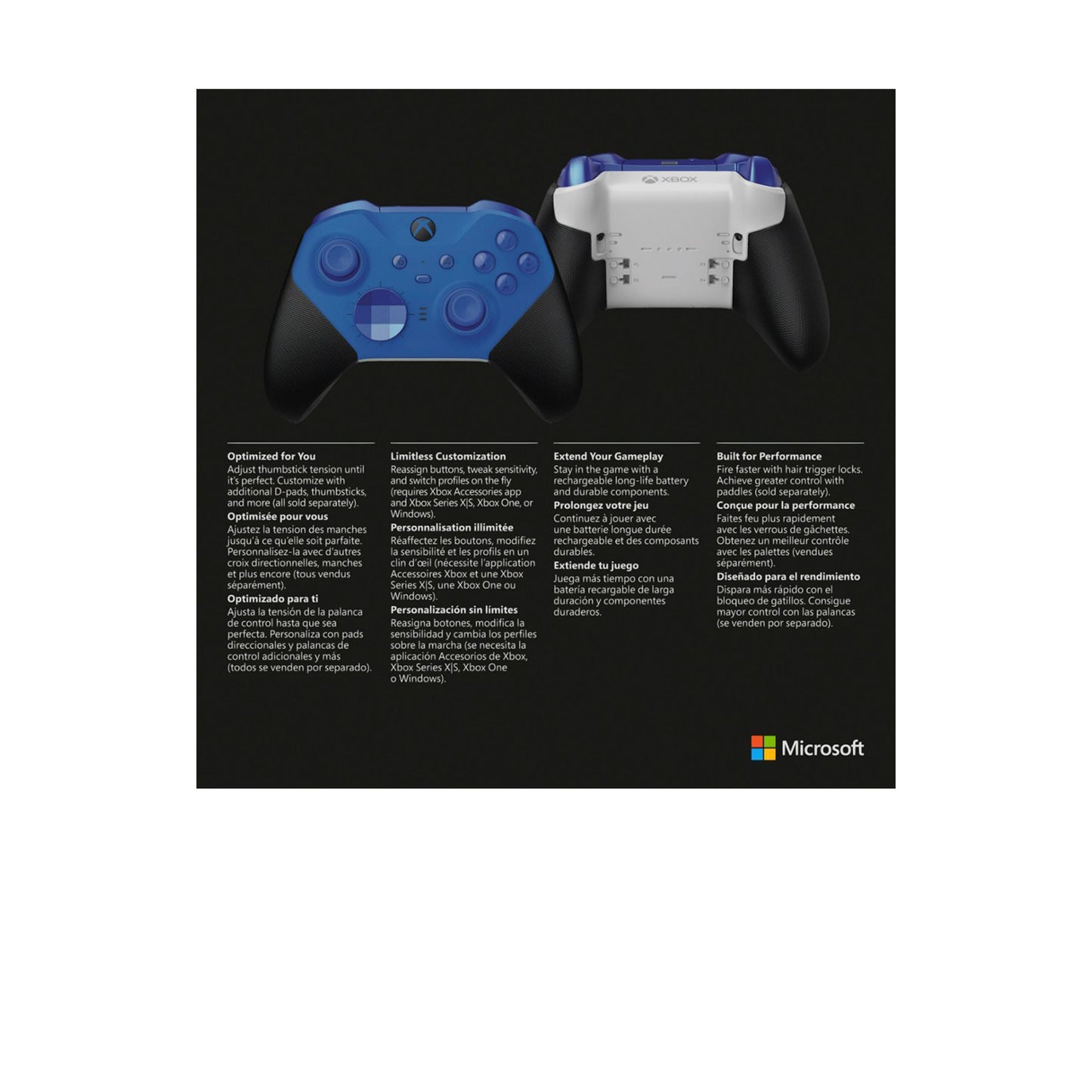 مايكروسوفت - وحدة التحكم اللاسلكية Elite Series 2 Core لأجهزة Xbox Series X وXbox Series S وXbox One وأجهزة الكمبيوتر التي تعمل بنظام Windows - أزرق 