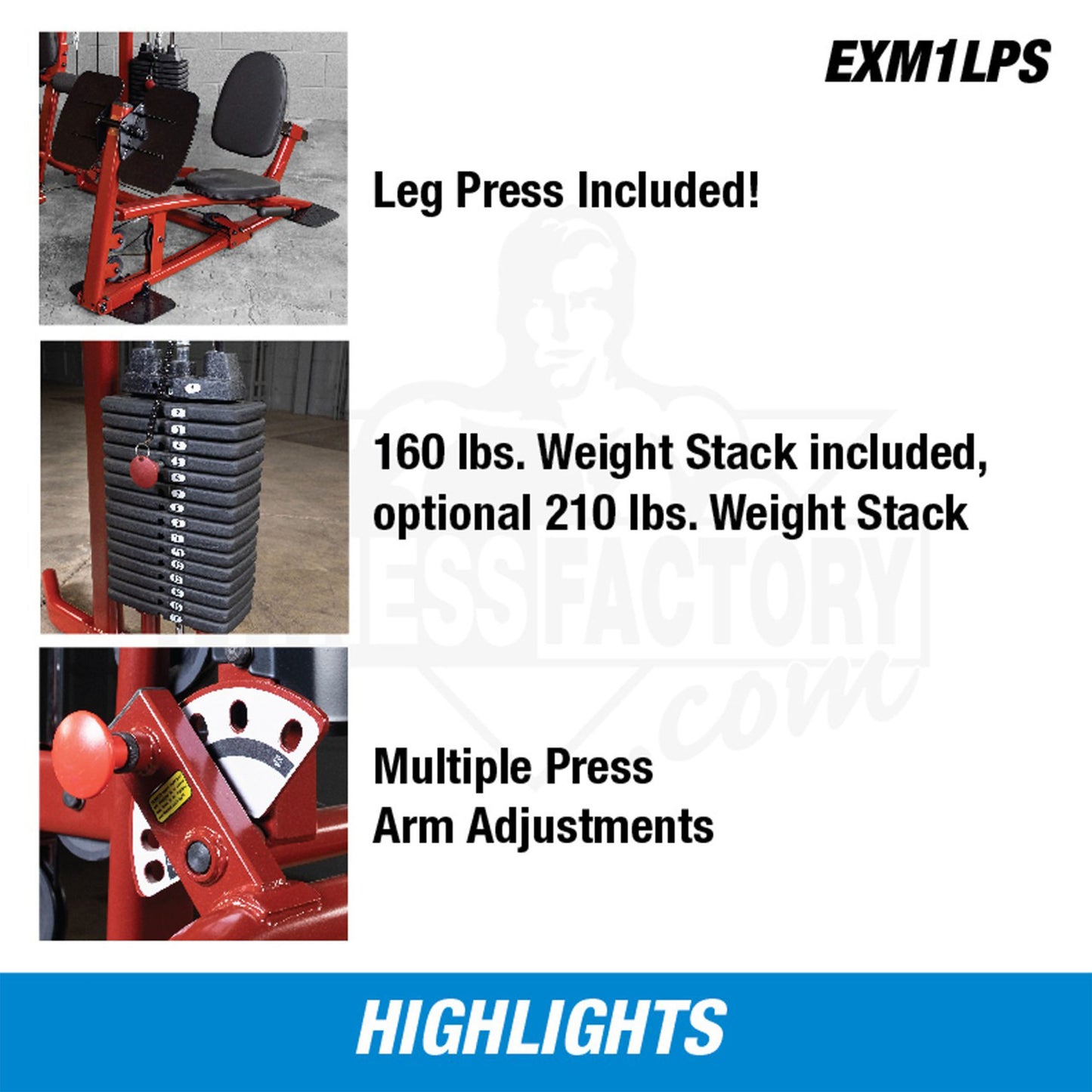 EXM1LPS Home Gym with Leg Press, Built by Body-Solid Exclusively for Fitness Factory