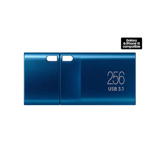 Samsung Type-C™ USB Flash Drive, 256GB, Transfers 4GB Files in 11 Secs w/Up to 400MB/s 3.13 Read Speeds, Compatible w/USB 3.0/2.0, Waterproof, 2022, Blue, MUF-256DA/AM