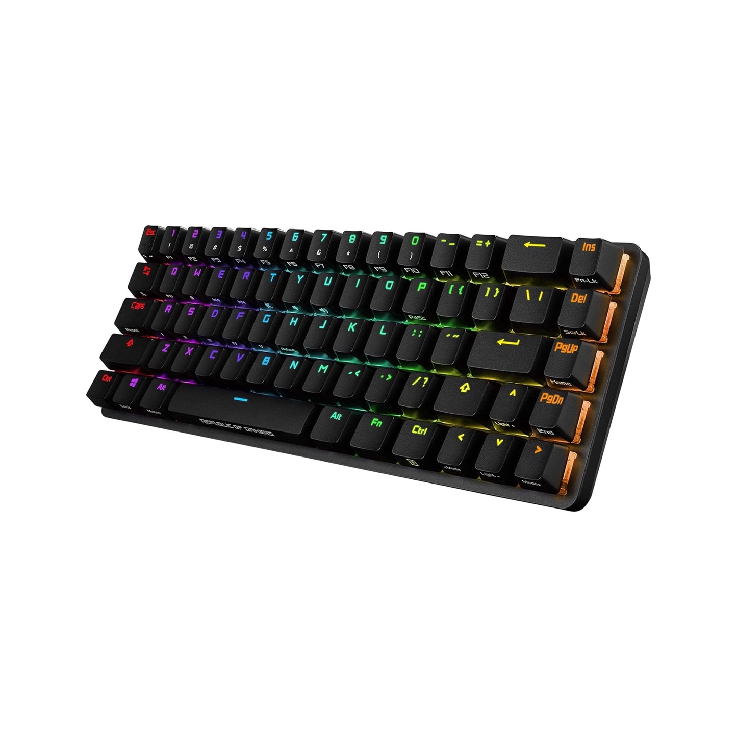 لوحة مفاتيح ميكانيكية للألعاب ASUS ROG Falchion NX 65% لاسلكية RGB | مفاتيح ROG NX Blue Clicky، أغطية مفاتيح PBT Doubleshot، سلكية / 2.4 جيجا هرتز، لوحة لمس، حافظة غطاء لوحة المفاتيح، دعم ماكرو، أسود/رمادي 