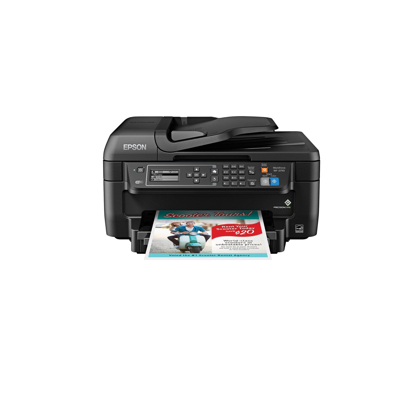 Epson WF-2750 All-in-One Wireless Color Printer with Scanner, Copier & Fax, Amazon Dash Replenishment Ready