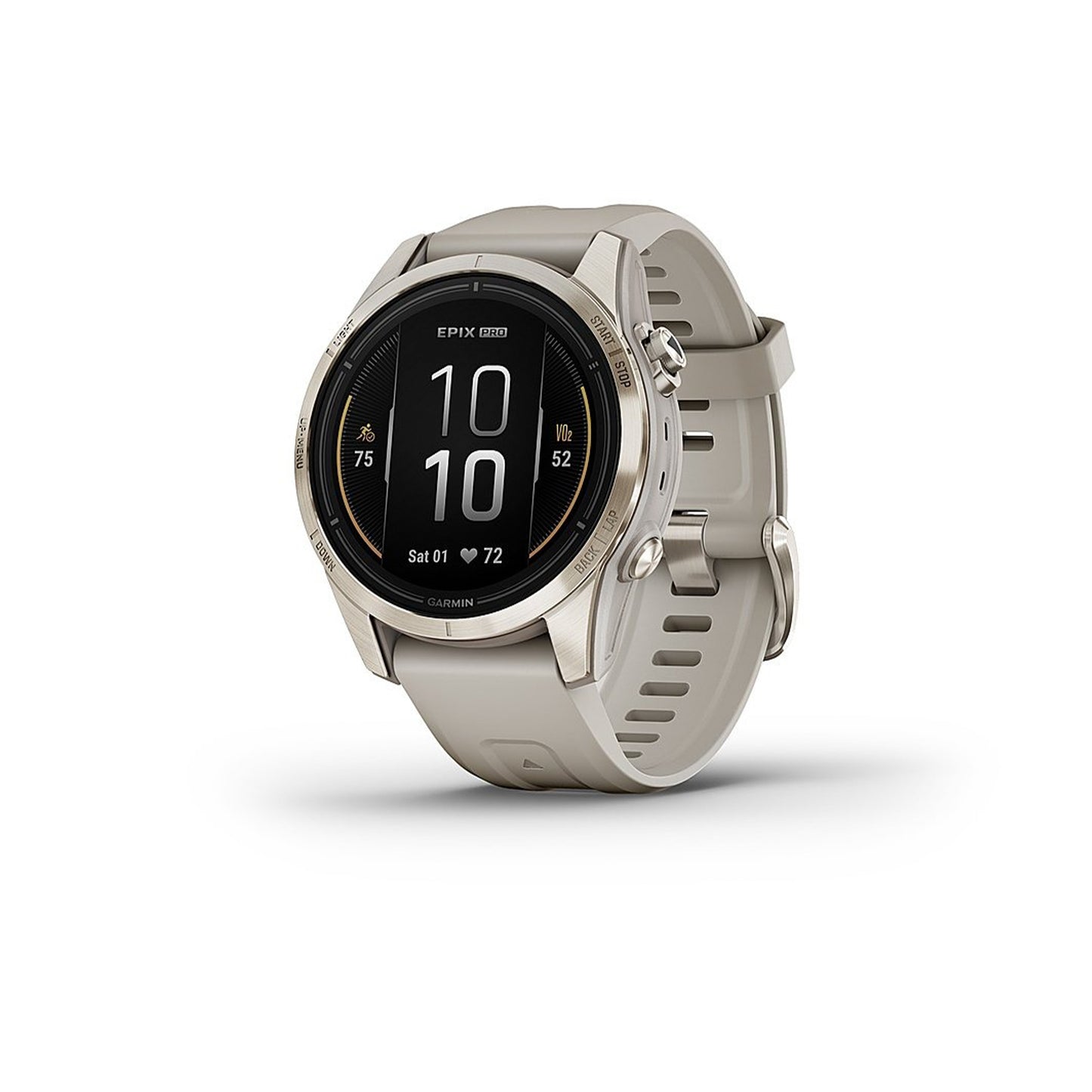 Garmin - epix Pro (Gen 2) Sapphire Edition 42mm Fiber-Reinforced Polymer - Soft Gold with Light Sand Band