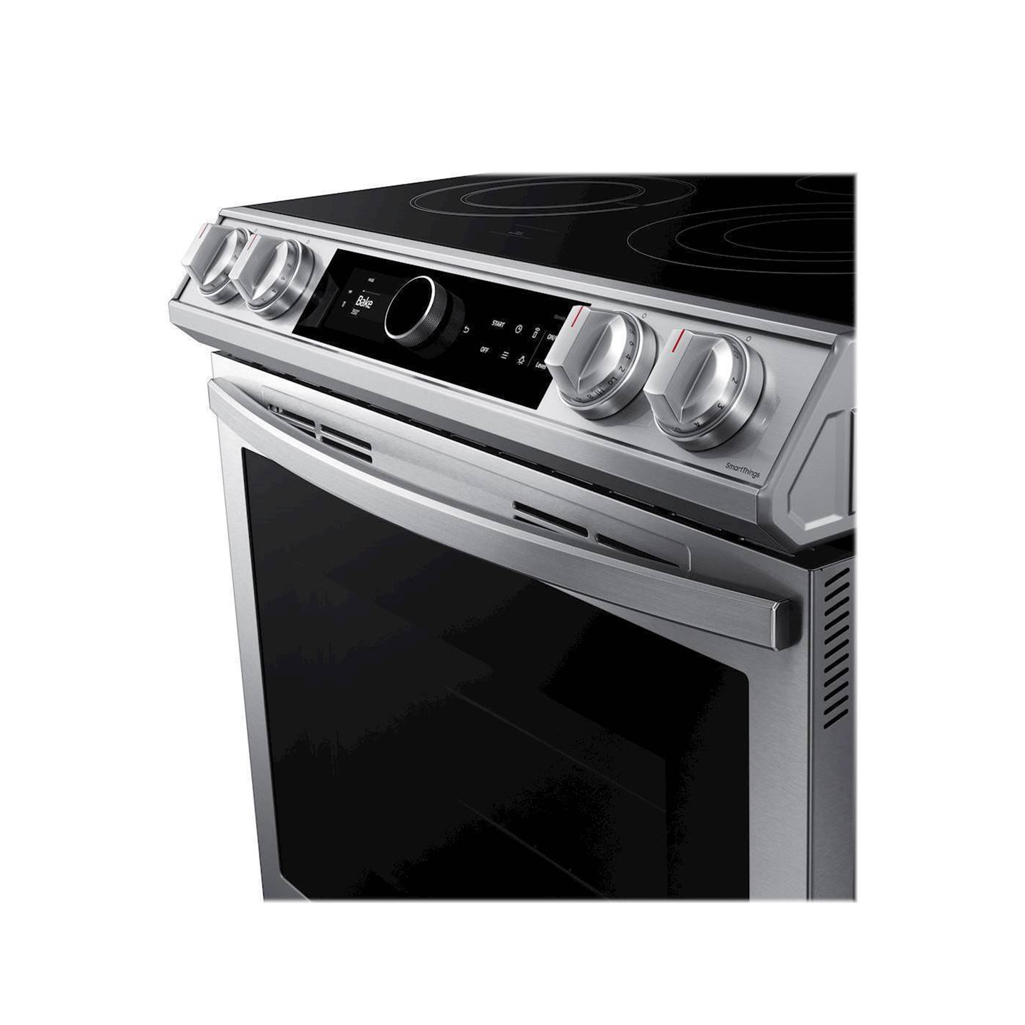 Samsung - 6.3 cu. ft. Front Control Slide-in Electric Convection Range with Smart Dial, Air Fry & Wi-Fi, Fingerprint Resistant - Stainless Steel