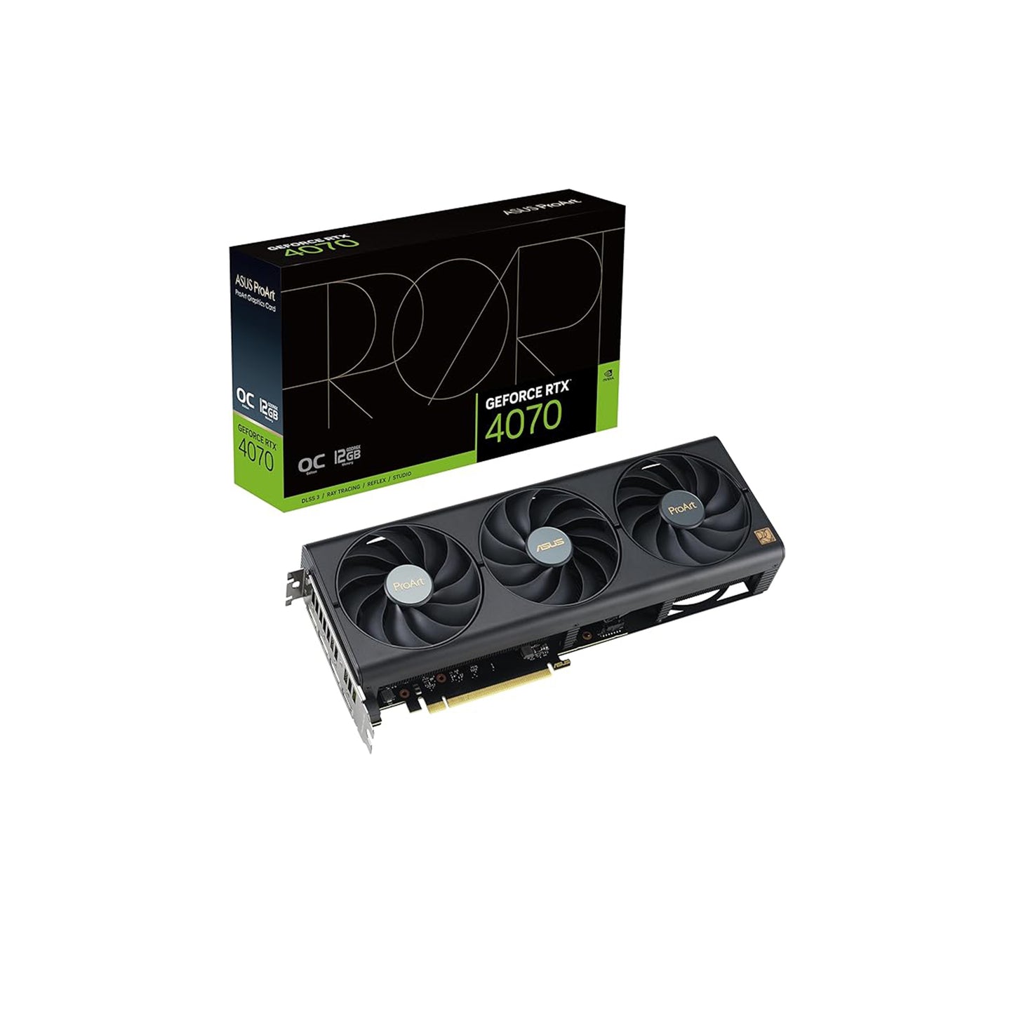 ASUS ProArt GeForce RTX™ 4070 OC Edition 12GB GDDR6X Graphics Card (PCIe 4.0, 12GB GDDR6X, DLSS 3, HDMI 2.1, DisplayPort 1.4a)