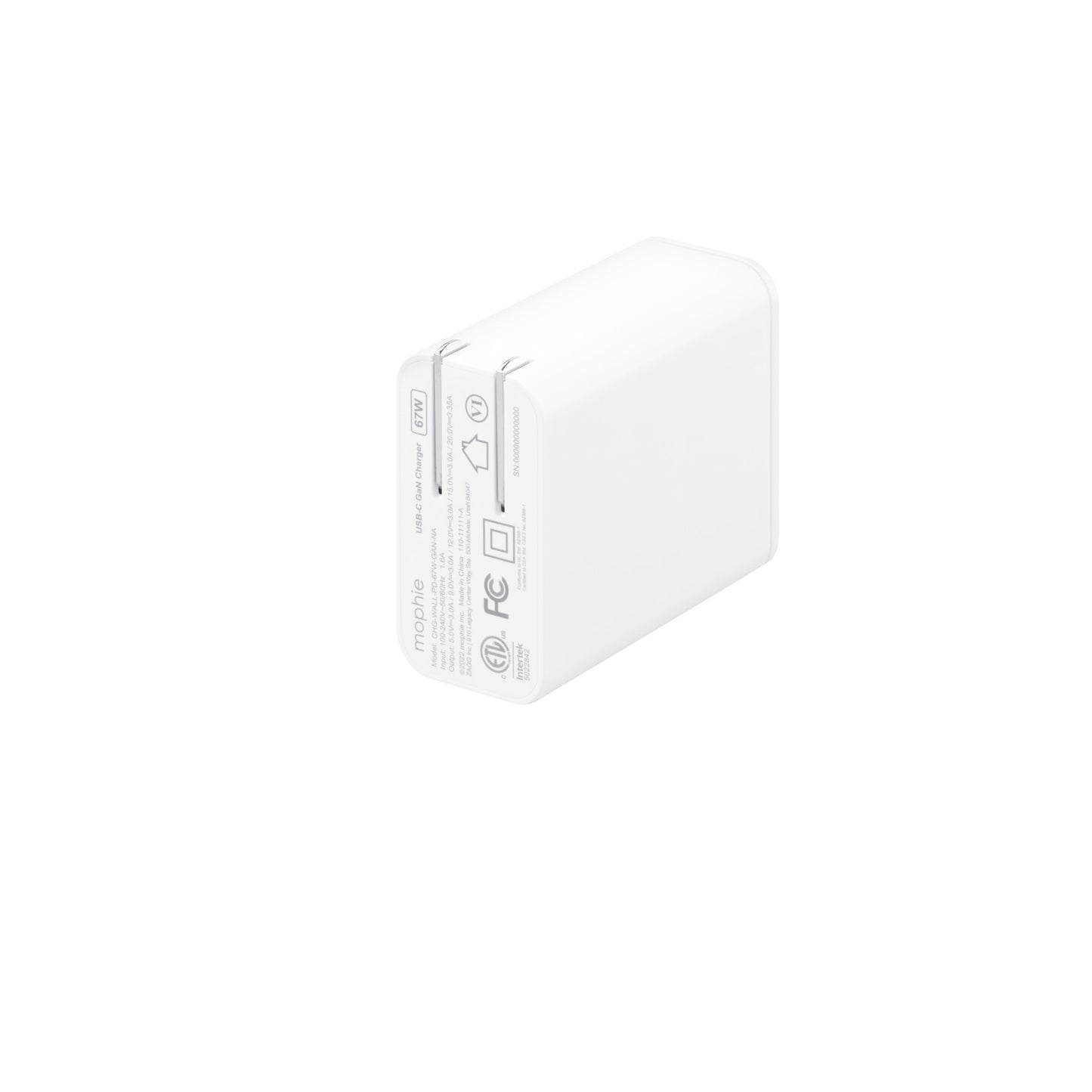 mophie speedport 67 1-port GaN wall charger (67W)