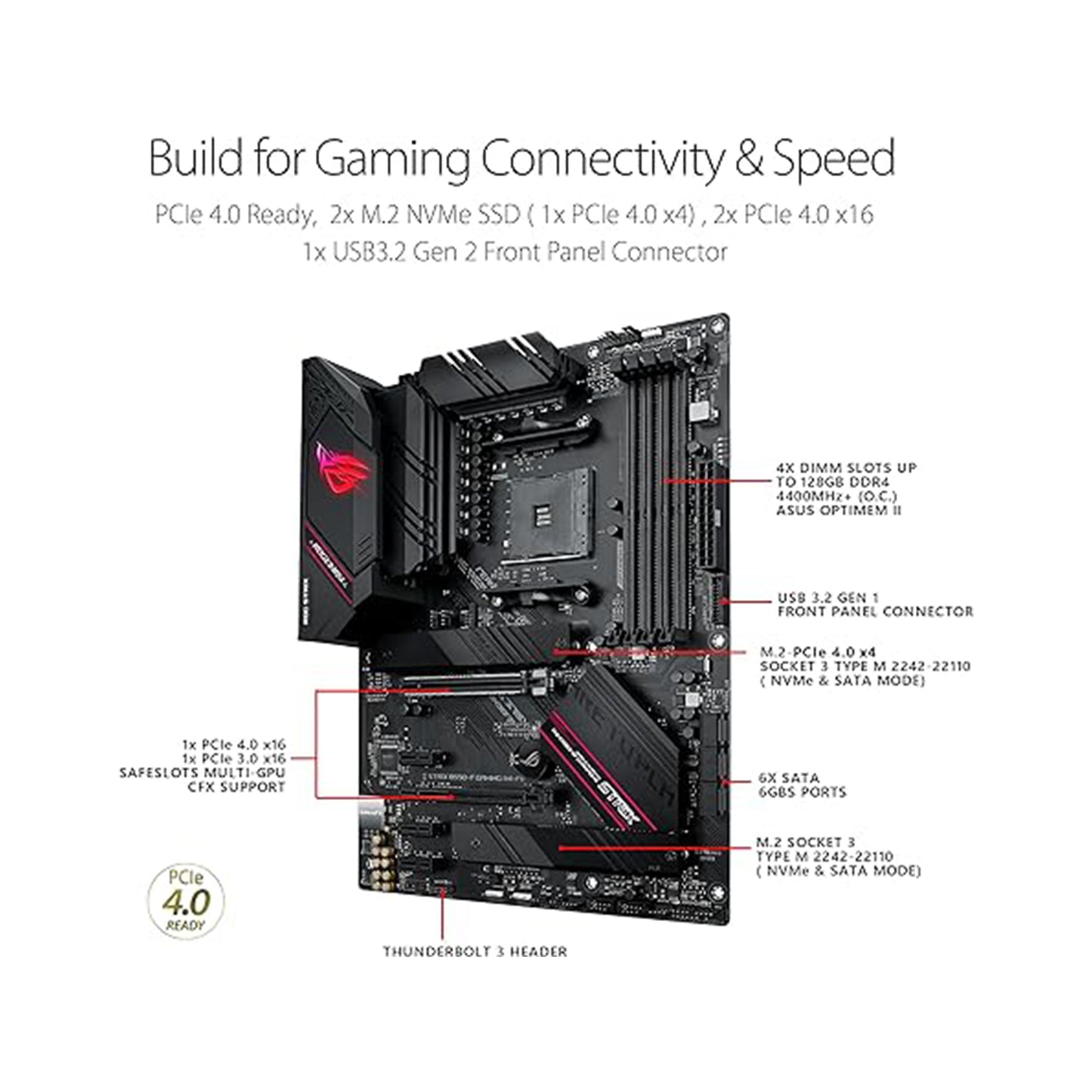 اللوحة الأم Asus ROG Strix B550-F Gaming WiFi II AMD AM4 (الجيل الثالث Ryzen) ATX (PCIe 4.0، WiFi 6E، 2.5 جيجا بايت LAN، BIOS Flashback، HDMI 2.1، رأس RGB قابل للعنونة من الجيل 2 ومزامنة Aura) 