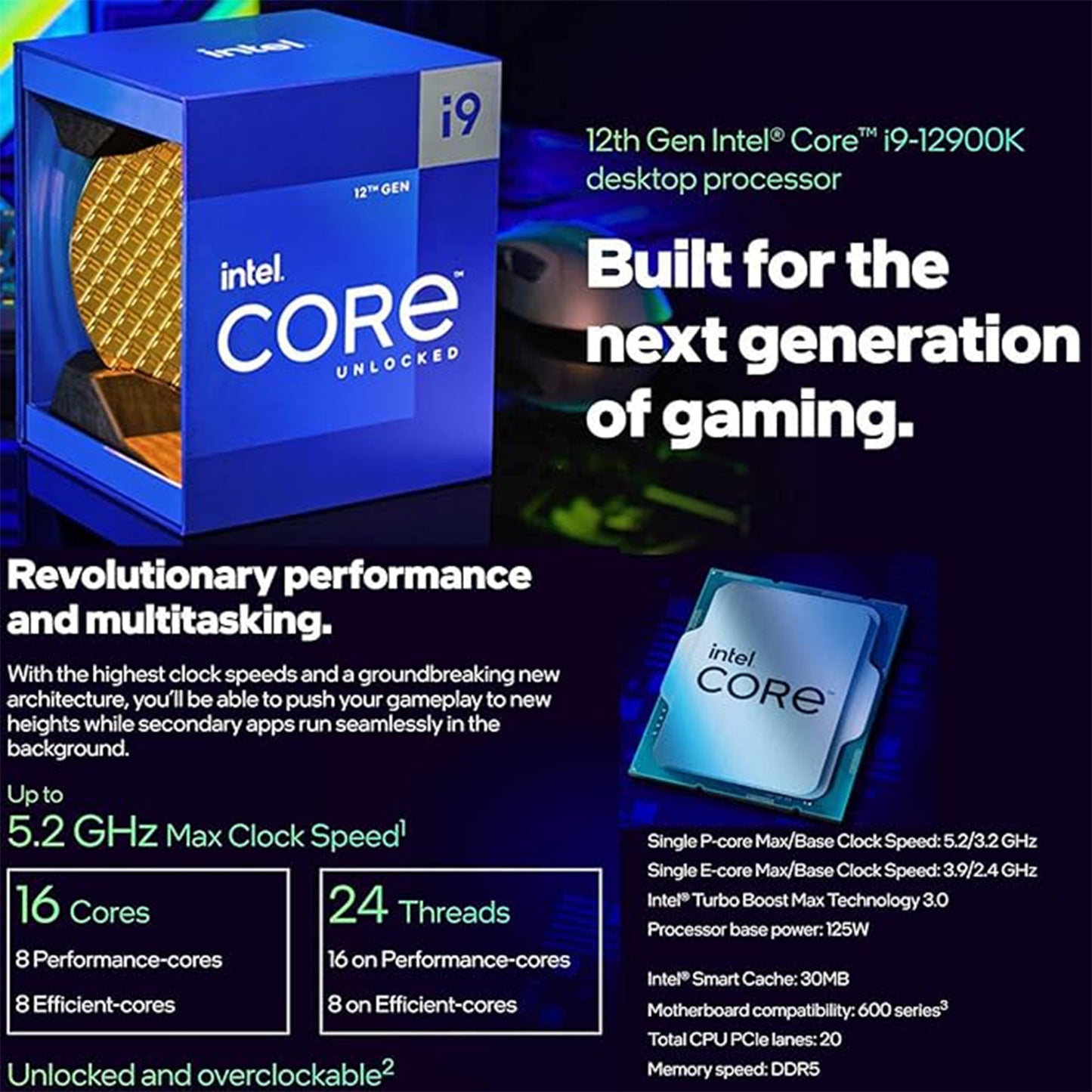 معالج سطح المكتب Intel Core i9-12900K من Micro Center 16 (8P+8E) يصل إلى 5.2 جيجاهرتز غير مقفل مع اللوحة الأم للألعاب ASUS ROG Strix Z790-F Gaming WiFi 6E DDR5 LGA 1700 ATX 