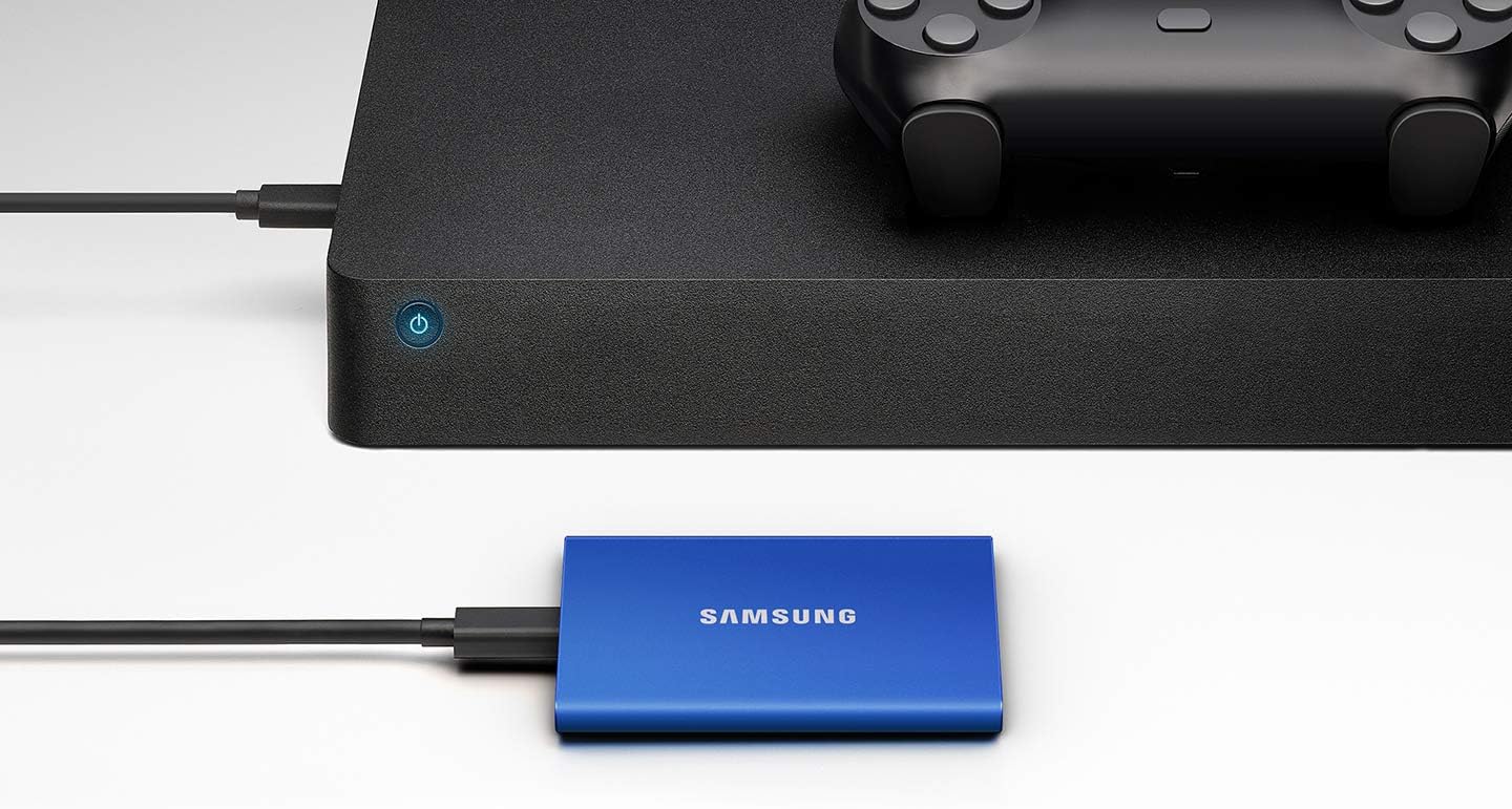 SAMSUNG SSD T7 Portable External Solid State Drive 1TB, Up to USB 3.2 Gen 2, Reliable Storage for Gaming, Students, Professionals, MU-PC1T0H/AM, Blue
