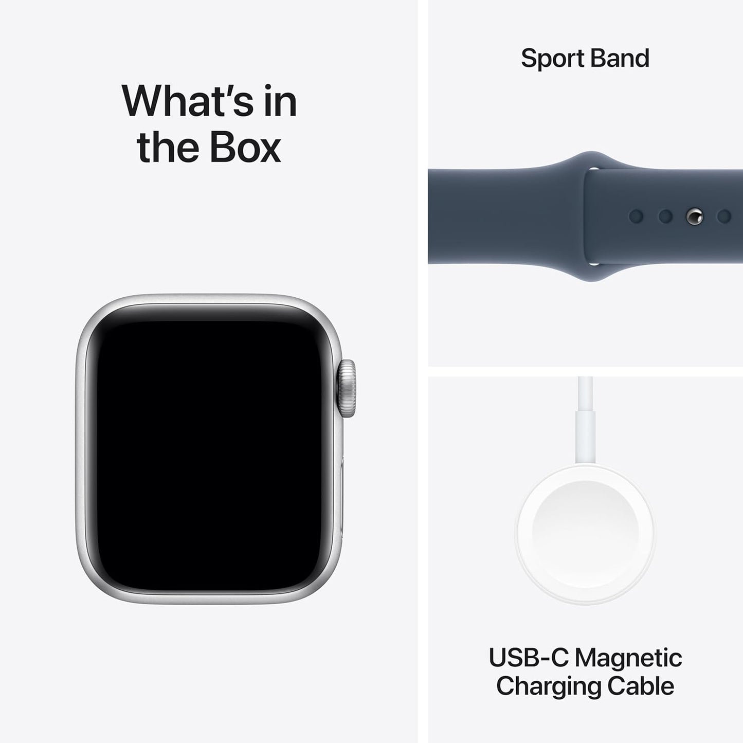 Apple Watch SE (الجيل الثاني) [GPS + Cellular 40mm] ساعة ذكية مع هيكل من الألومنيوم الفضي وحزام رياضي باللون الأزرق العاصف S/M. جهاز تتبع اللياقة البدنية والنوم، واكتشاف الأعطال، ومراقبة معدل ضربات القلب 