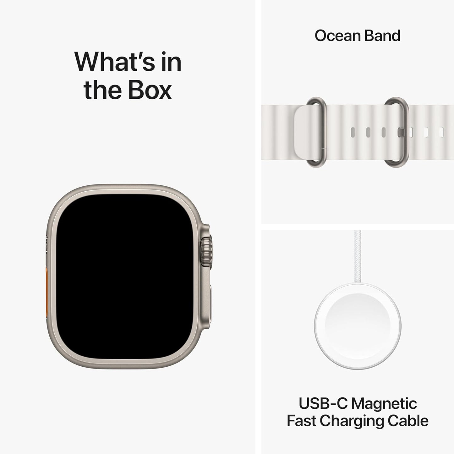 ساعة Apple Watch Ultra 2 [GPS + Cellular 49mm] الذكية مع هيكل متين من التيتانيوم وسوار محيطي أبيض. جهاز تعقب اللياقة البدنية، نظام تحديد المواقع العالمي (GPS) الدقيق، زر الإجراء، عمر بطارية طويل جدًا، شاشة شبكية العين الساطعة 