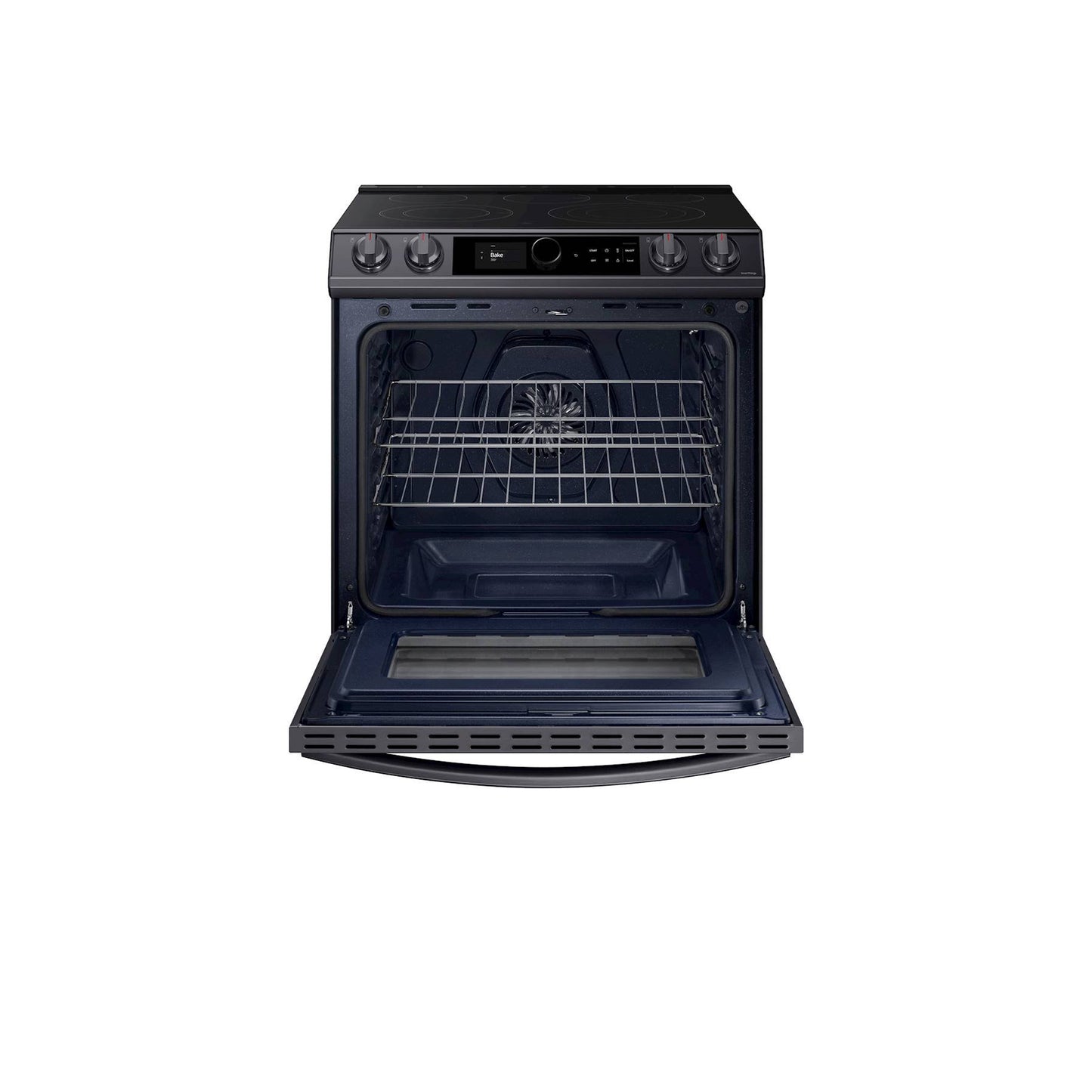 6.3 cu ft. Smart Slide-in Electric Range with Smart Dial & Air Fry in Black Stainless Steel.