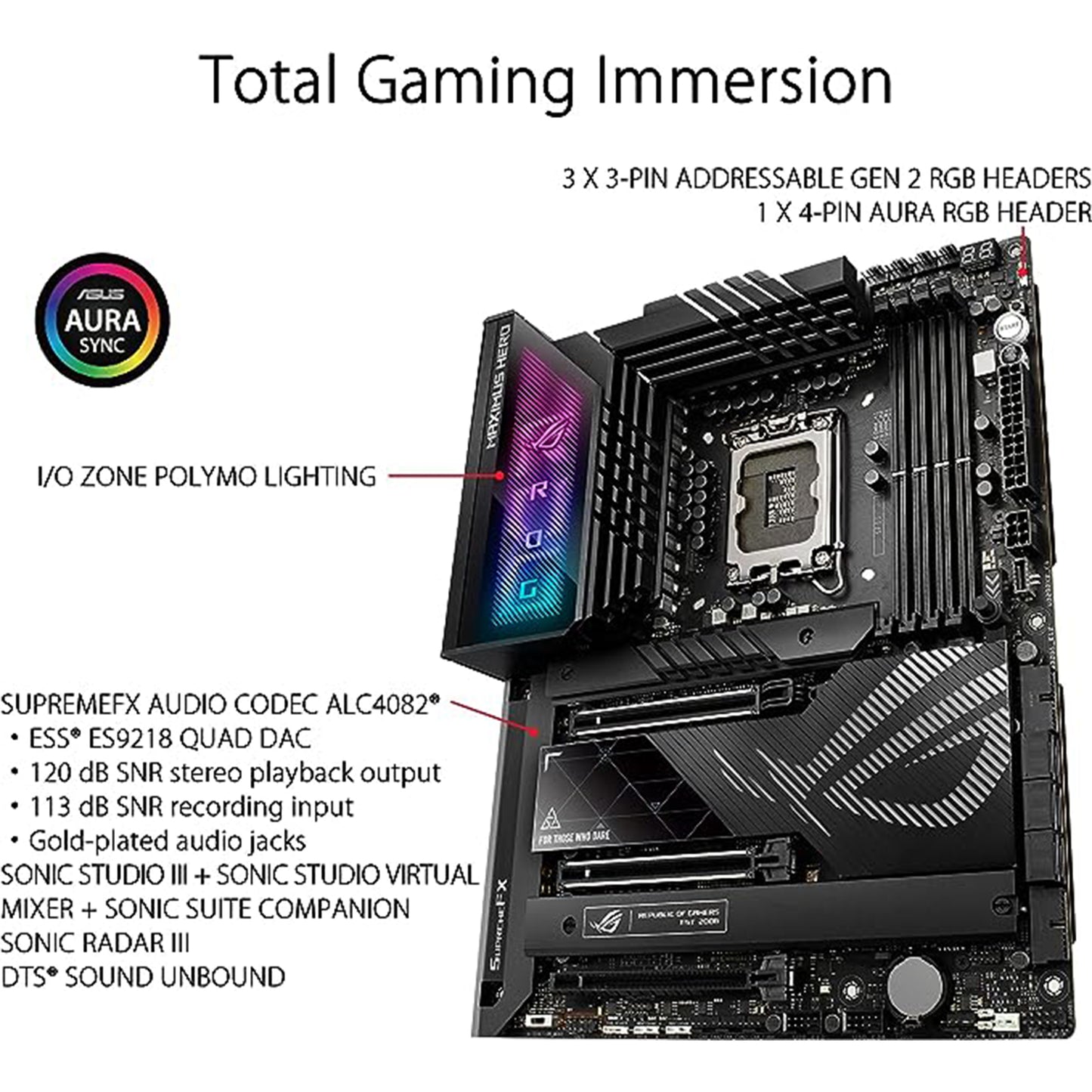 اللوحة الأم للألعاب ASUS ROG Maximus Z790 Hero WiFi6E LGA 1700 (الجيل الرابع عشر والثالث عشر والثاني عشر) ATX (PCIe 5.0، DDR5،20+1 مراحل طاقة، 2.5 جيجابت LAN، بلوتوث V5.2، 2x Thunderbolt 4 منافذ، 5xM.2، Thunderbolt 4/ يو اس بي 4 ) 