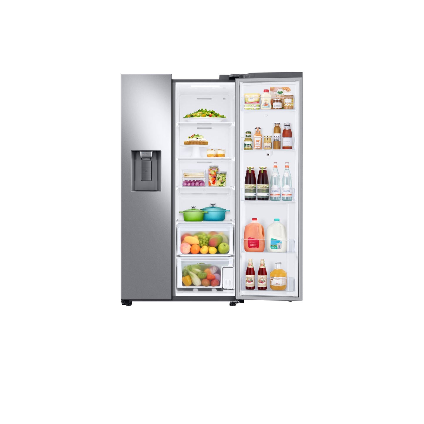 26.7 cu. ft. Large Capacity Side-by-Side Refrigerator with Touch Screen Family Hub™ in Stainless Steel.