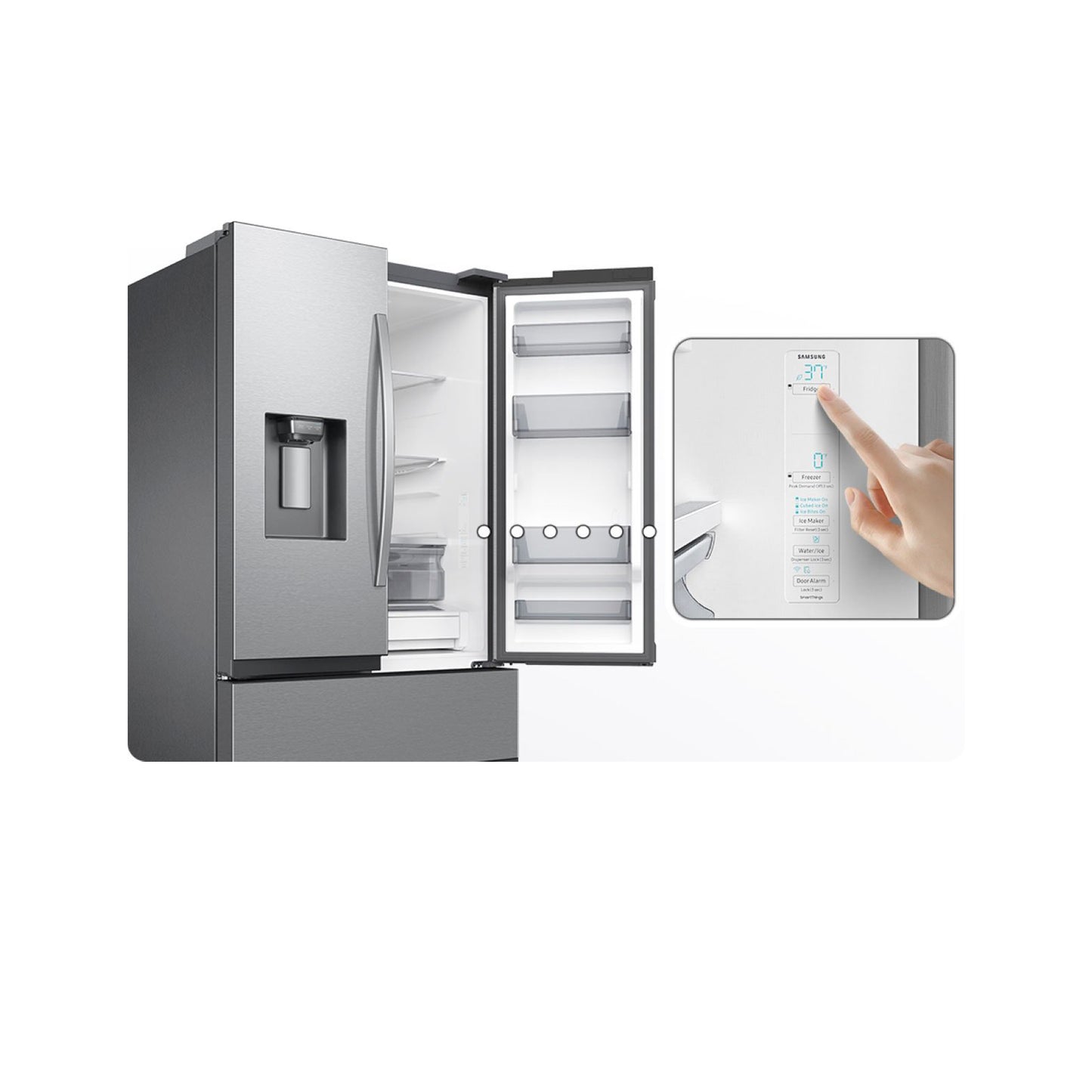 30 cu. ft. Mega Capacity 4-Door French Door Refrigerator with Four Types of Ice in Stainless Steel.