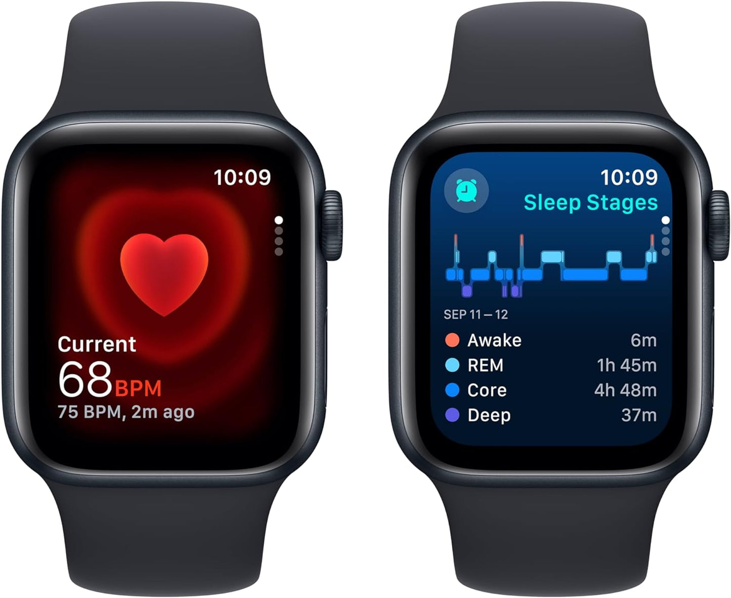 Apple Watch SE (الجيل الثاني) [GPS + Cellular 44mm] ساعة ذكية مع هيكل من الألومنيوم منتصف الليل مع حزام رياضي Midnight M/L. جهاز تتبع اللياقة البدنية والنوم، واكتشاف الأعطال، ومراقبة معدل ضربات القلب 