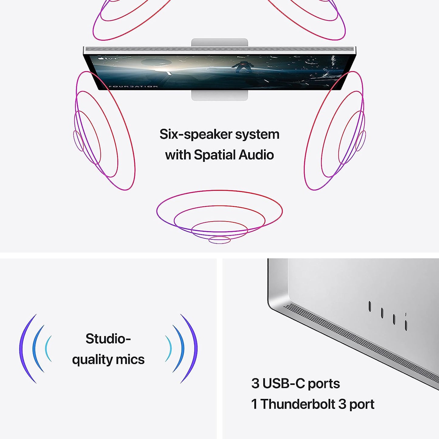 Apple - شاشة الاستوديو - زجاج قياسي قابل للإمالة - فضي