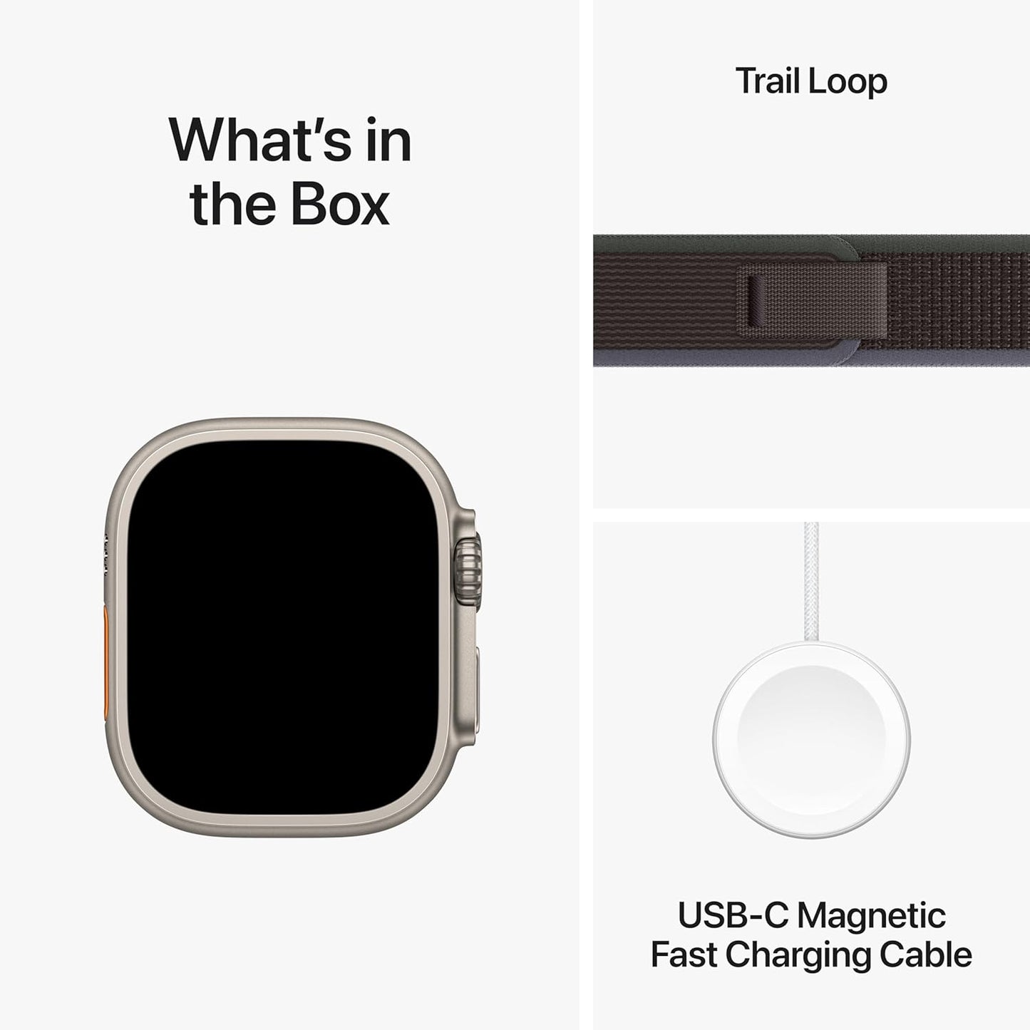 Apple Watch Ultra 2 [GPS + Cellular 49mm] ساعة ذكية مع هيكل متين من التيتانيوم وحلقة تريل خضراء/رمادية مقاس S/M. جهاز تعقب اللياقة البدنية، نظام تحديد المواقع العالمي (GPS) الدقيق، زر الإجراء، عمر بطارية طويل جدًا، محايد للكربون 