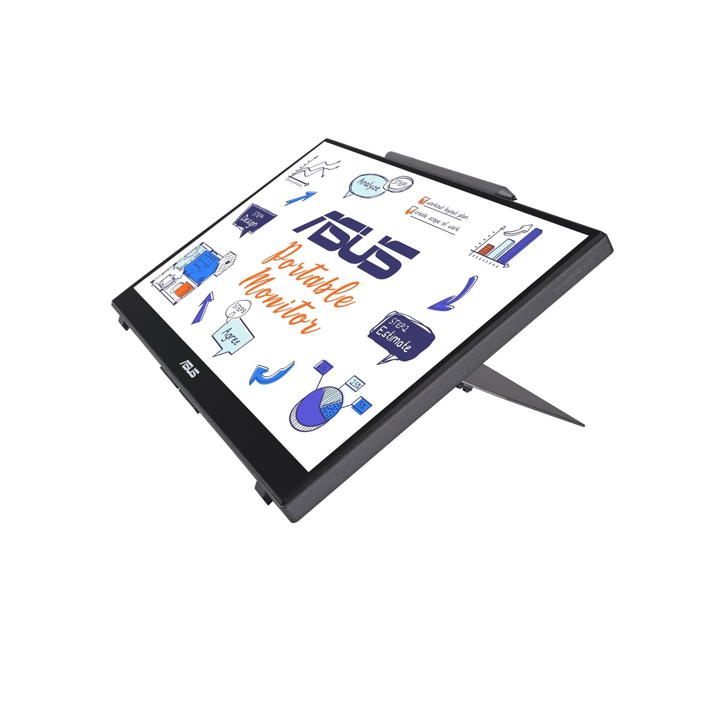 شاشة ASUS ZenScreen Ink مقاس 14 بوصة بدقة 1080 بكسل تعمل باللمس (MB14AHD) - دقة عالية كاملة، IPS، لمس 10 نقاط، قلم ستايلس (MPP 2.0)، العناية بالعين، USB من النوع C، Micro HDMI، مسند، حامل ثلاثي القوائم قابل للتركيب 