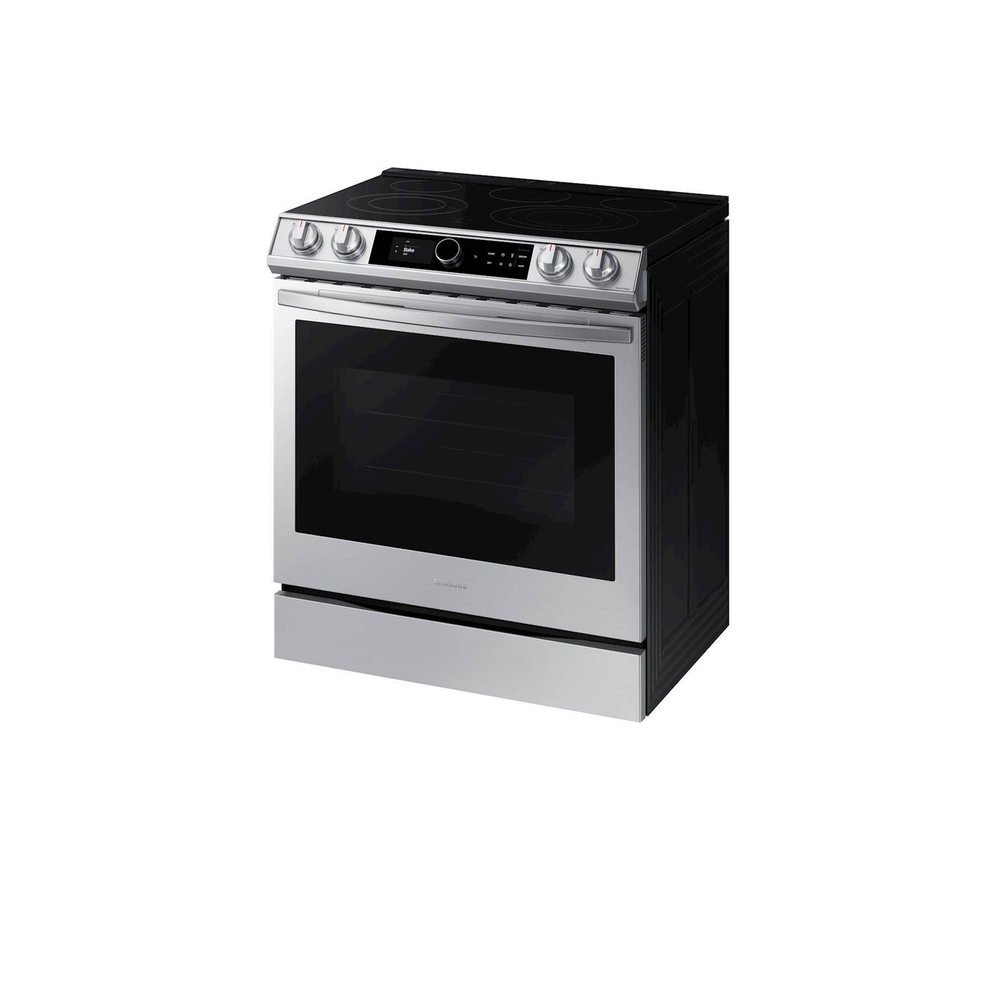 Samsung - 6.3 cu. ft. Front Control Slide-in Electric Convection Range with Smart Dial, Air Fry & Wi-Fi, Fingerprint Resistant - Stainless Steel