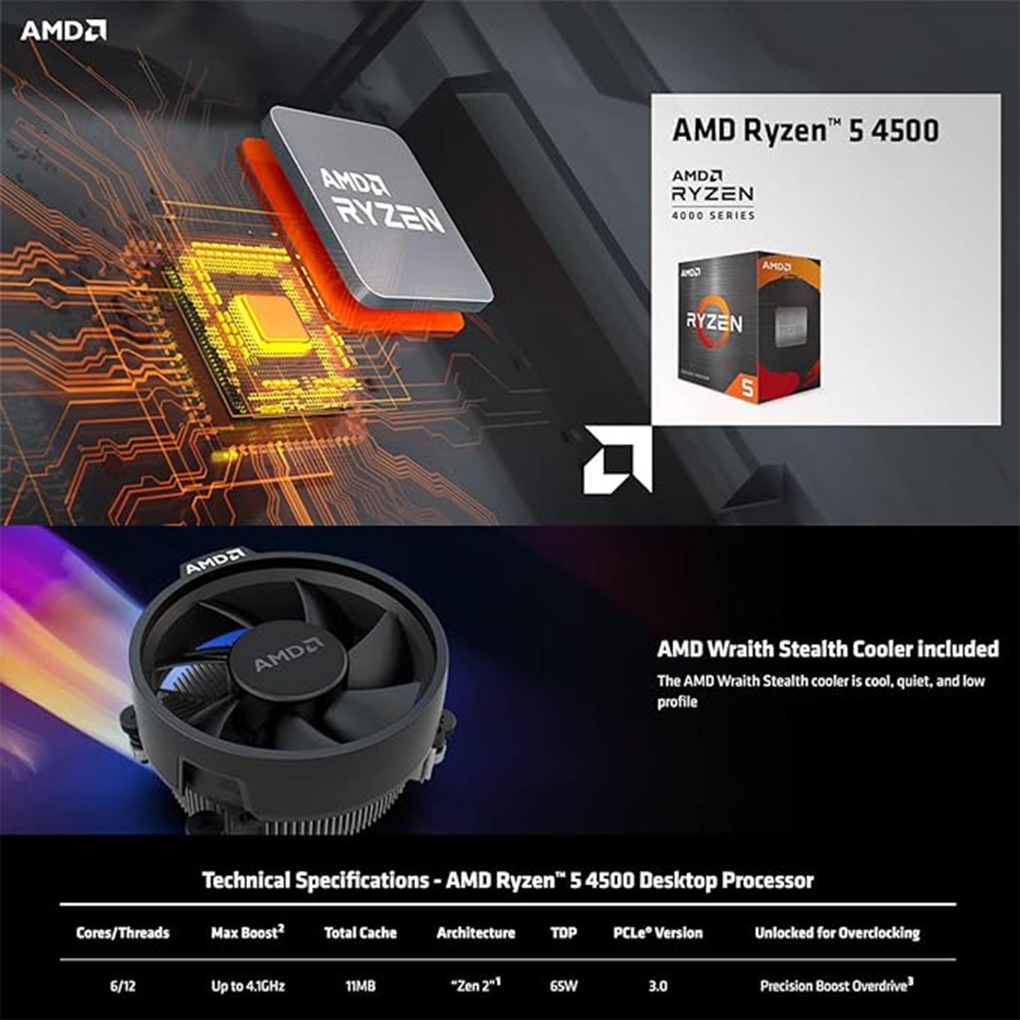 حزمة معالج سطح المكتب Micro Center AMD Ryzen 5 4500 سداسي النواة و12 خيط مع ASUS Prime B450M-A II AMD AM4 (Ryzen 5000، الجيل الثالث/الثاني/الأول من Ryzen Micro ATX اللوحة الأم 