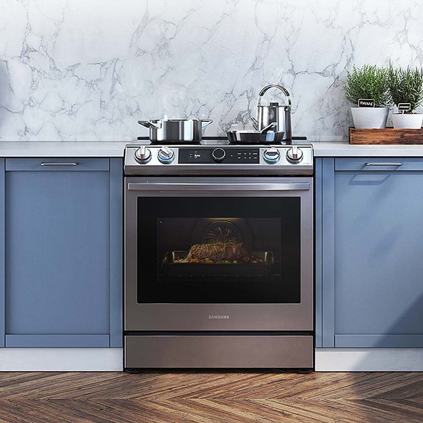 6.3 cu. ft. Smart Slide-in Induction Range with Smart Dial & Air Fry in Black Stainless Steel.