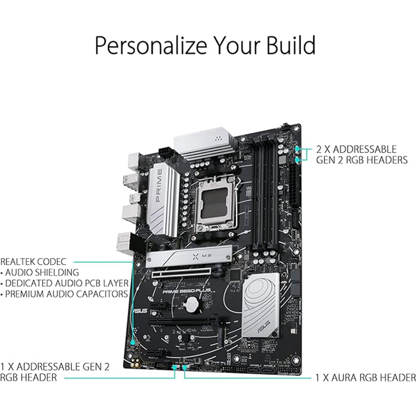 ASUS Prime B650-PLUS AMD B650(Ryzen 7000) ATX Motherboard(DDR5,PCIe 5.0 M.2,2.5Gb Ethernet,DisplayPort,HDMI®, USB 3.2 Gen 2 Type-C®, Front USB 3.2 Gen 1 Type-C®, BIOS Flashback™, USB4® Support)