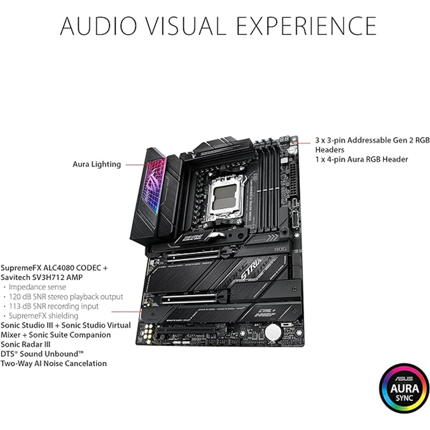 مقبس الألعاب ASUS ROG Strix X670E-E AM5(LGA 1718) Ryzen 7000 ATX (18+2 مرحلة طاقة، PCIe® 5.0، DDR، 4xM.2 فتحات، USB 3.2 Gen 2x2، WiFi 6E، فتحة PCIe Q-Release، M .2 مزلاج Q) 