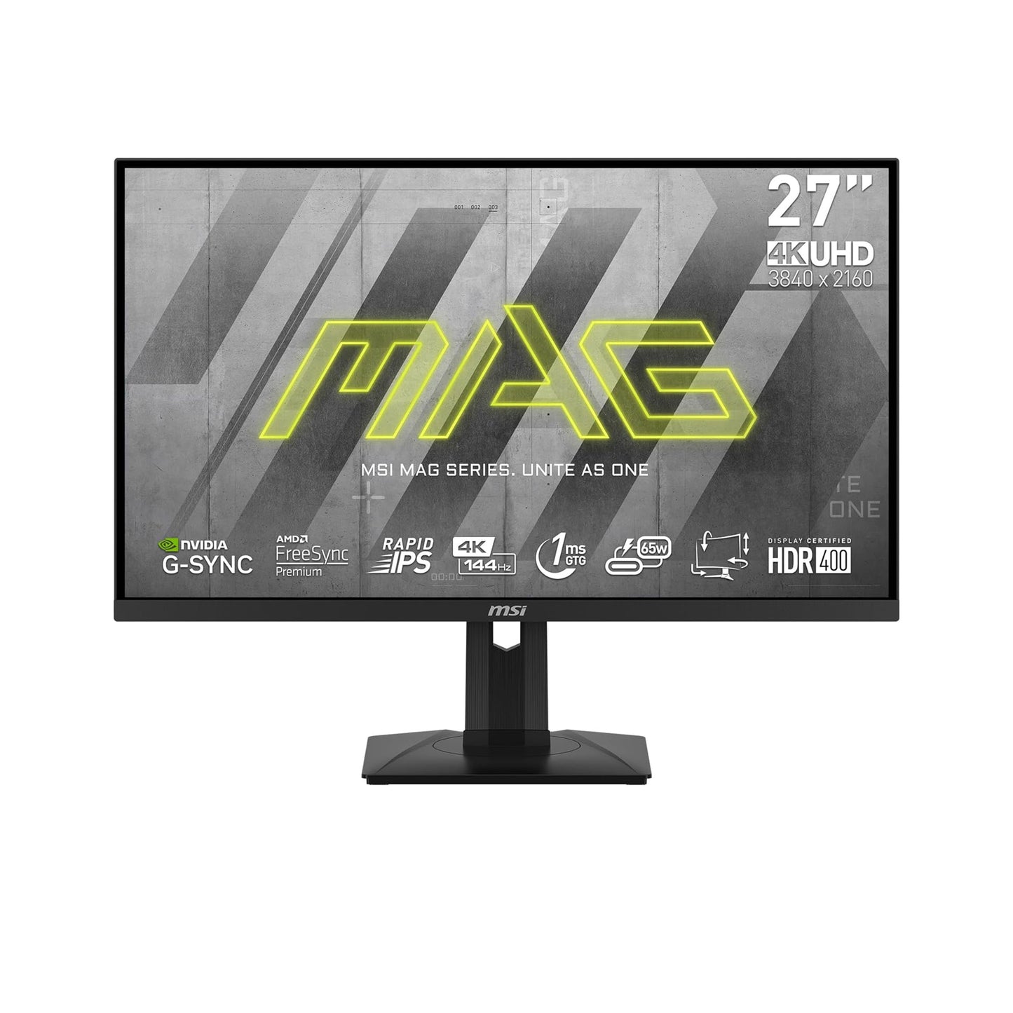 MSI 27" 4K Gaming Monitor, 144Hz, 1ms, 16:9 Rapid IPS Flat, 3840 x 2160 (UHD), Tilt, Pivot, Height Adjustment, MAG 274UPF