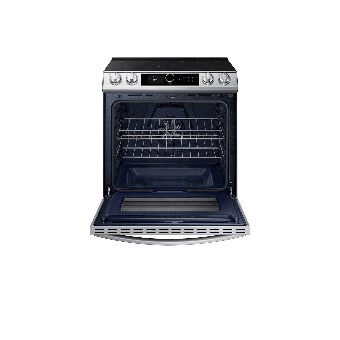 6.3 cu ft. Smart Slide-in Electric Range with Smart Dial & Air Fry in Black Stainless Steel.