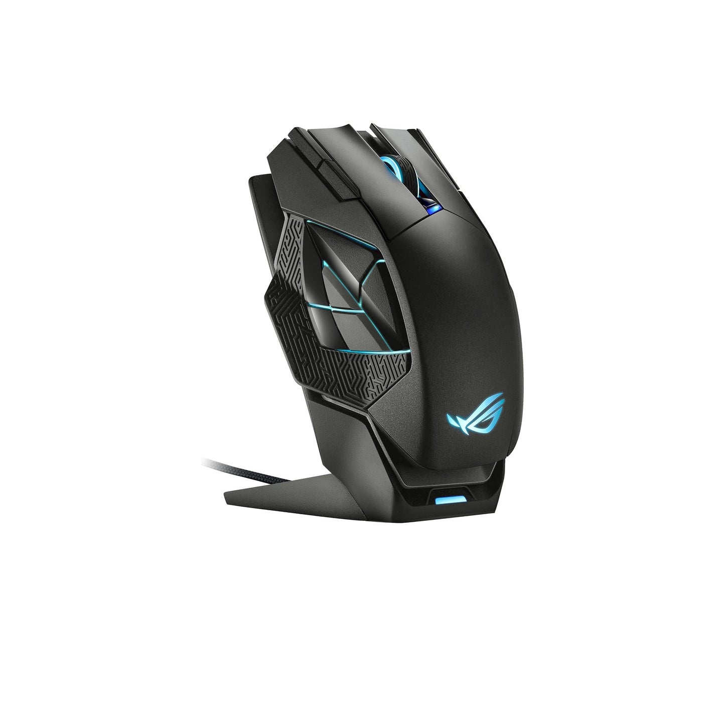 ASUS ROG Spatha X Wireless Gaming Mouse (Magnetic Charging Stand, 12 Programmable Buttons, 19,000 DPI, Push-fit Hot Swap Switch Sockets, ROG Micro Switches&Paracord and Aura RGB lighting),Black