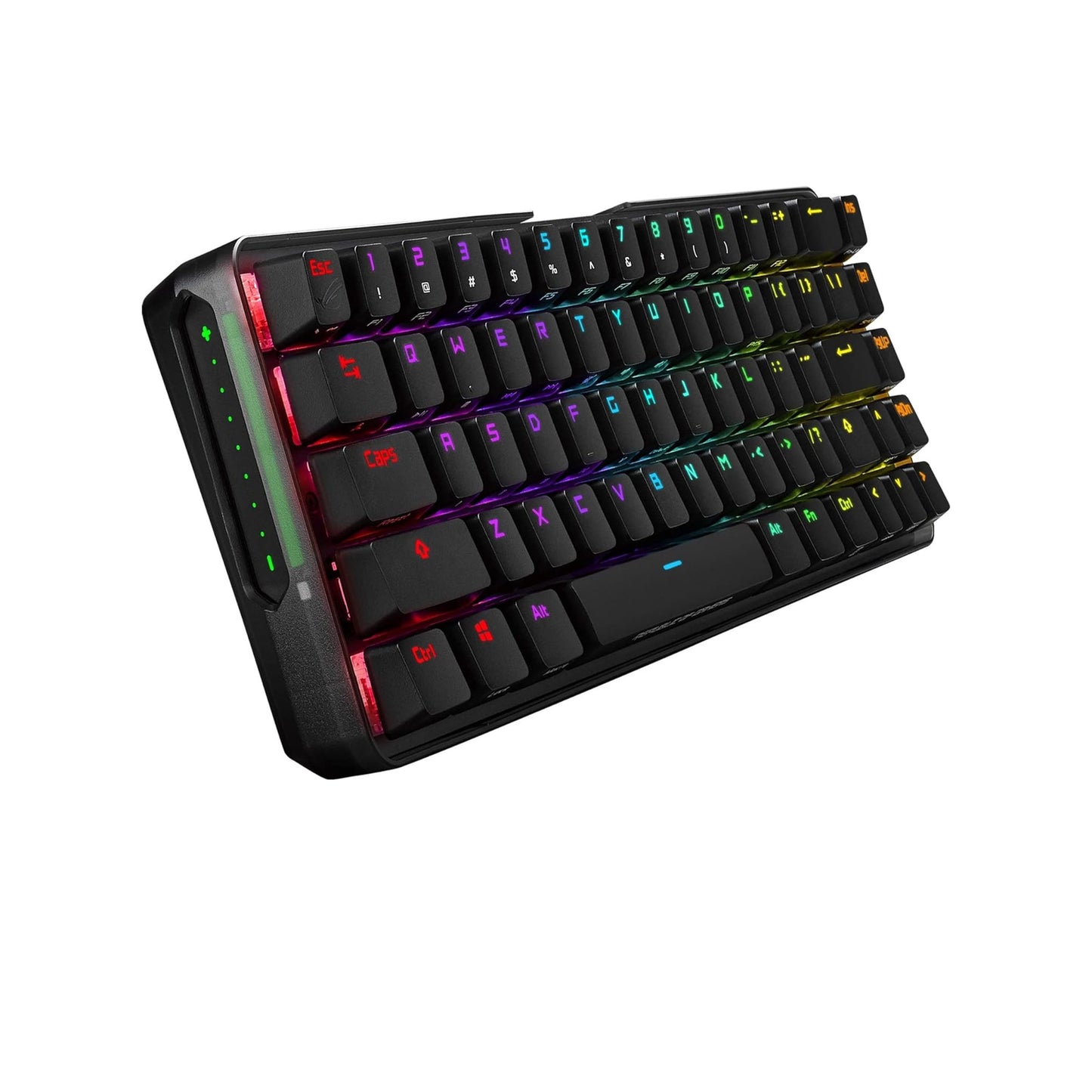 لوحة مفاتيح ميكانيكية للألعاب ASUS ROG Falchion NX 65% لاسلكية RGB | مفاتيح ROG NX Blue Clicky، أغطية مفاتيح PBT Doubleshot، سلكية / 2.4 جيجا هرتز، لوحة لمس، حافظة غطاء لوحة المفاتيح، دعم ماكرو، أسود/رمادي 