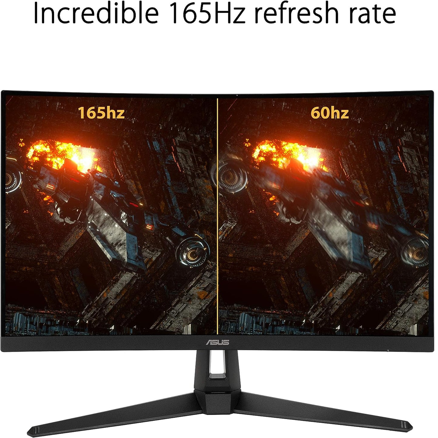 ASUS TUF Gaming VG27VH1B 27” Curved Monitor, 1080P Full HD, 165Hz (Supports 144Hz), Extreme Low Motion Blur, Adaptive-sync, FreeSync Premium, 1ms, Eye Care, HDMI D-Sub, BLACK