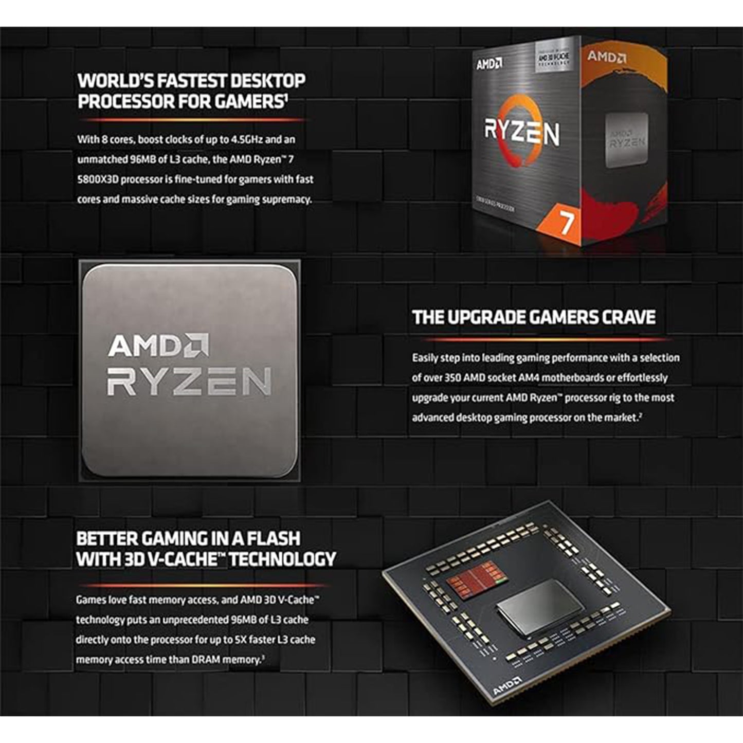 معالج سطح المكتب Micro Center AMD Ryzen 7 5800X3D ثماني النواة و16 خيط مع حزمة تقنية AMD 3D V-Cache مع اللوحة الأم ASUS Prime B550-PLUS AM4 DDR4 ATX 