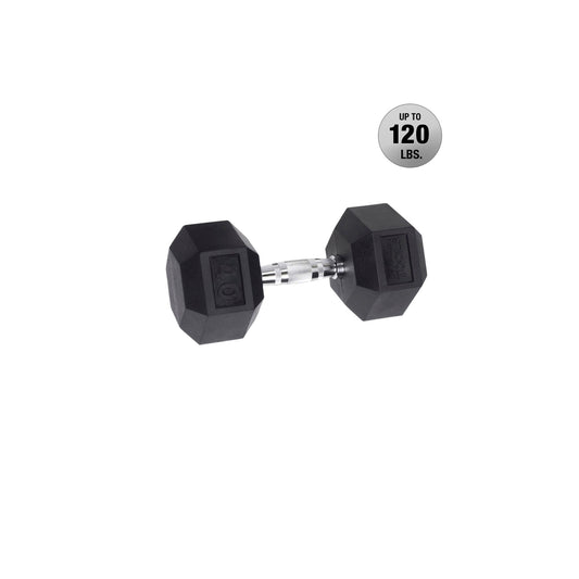 Body-Solid Rubber Hex Dumbbells, 3 to 120 lbs.
